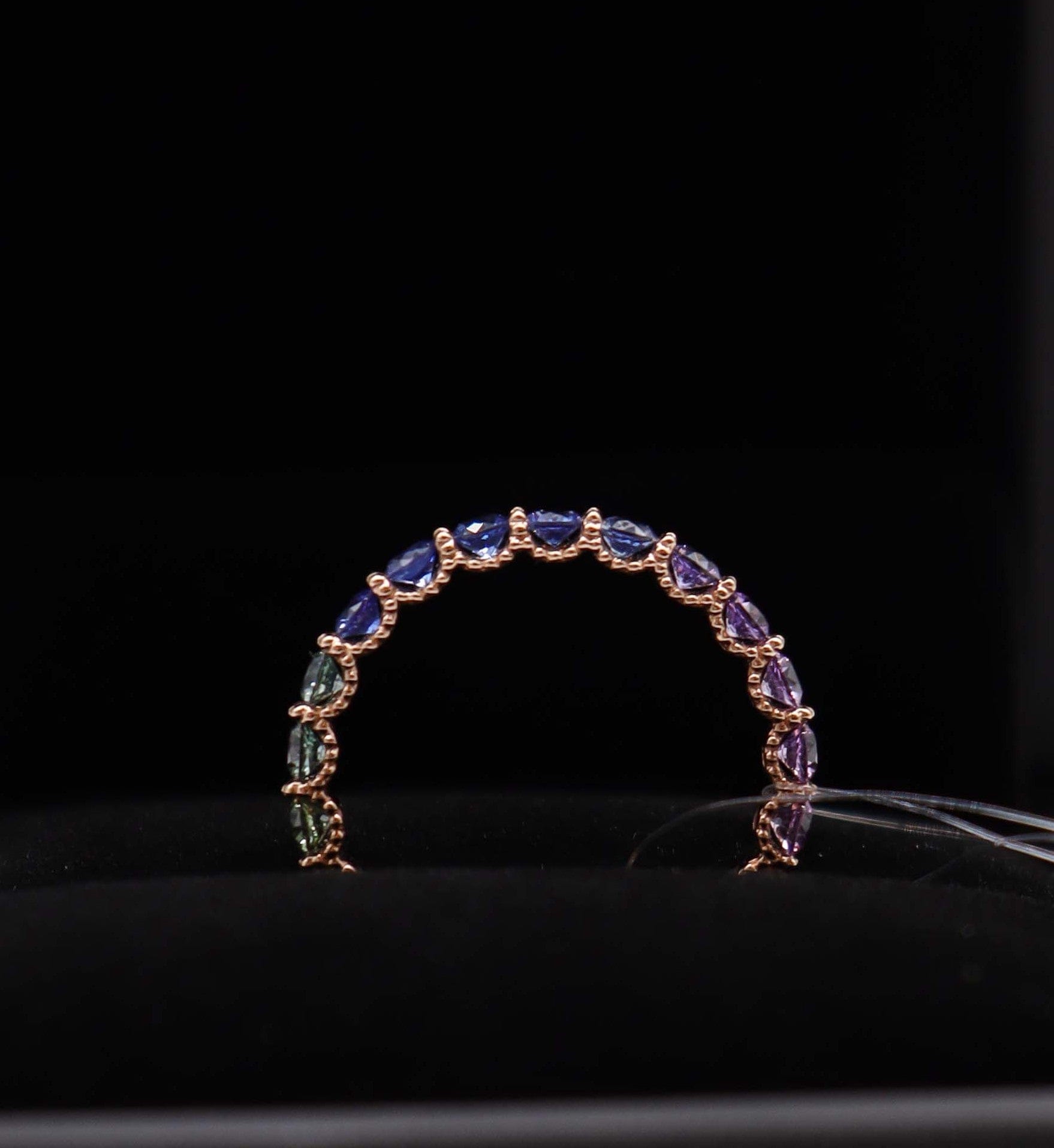 Luxury Promise 18K Rainbow Sapphire Ring Yellow Gold (21 Rainbow Sapphire) Size US 6.5 MS8971