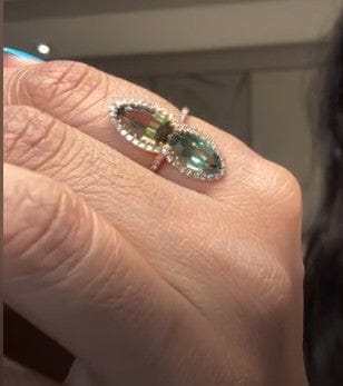 Luxury Promise 18K RING Gold, Demantoid 5.08 ct / 2 pcs, Diamonds 0.29 ct / 50 pcs R1005