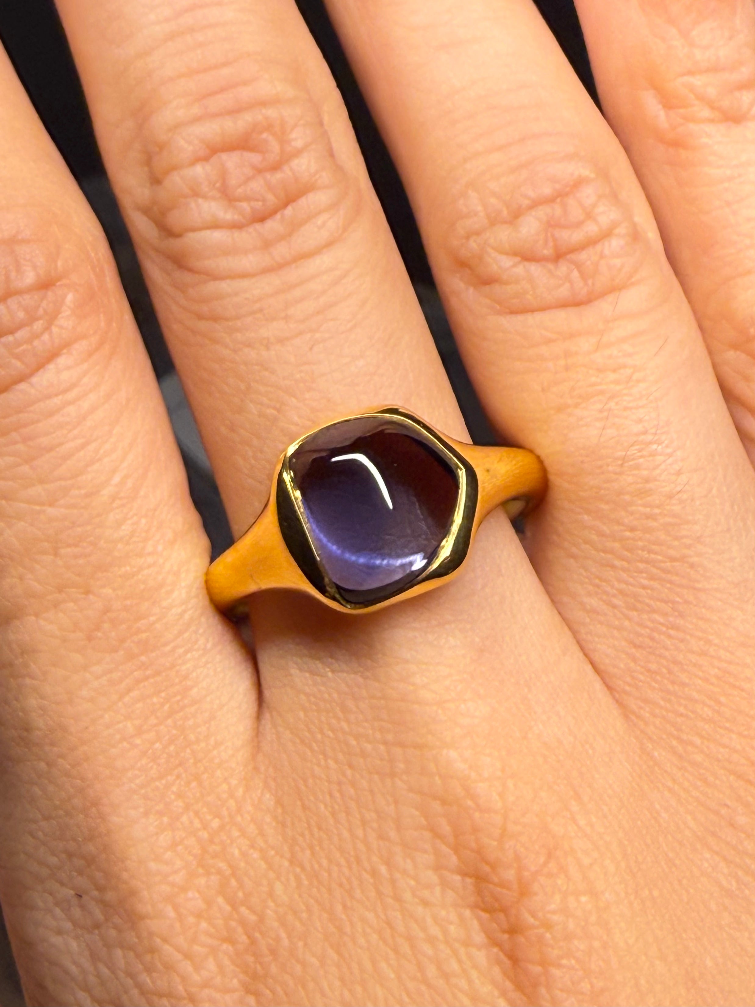 Luxury Promise 18K RING Gold Iolite 4.48 ct “Water Sapphire” R1805B