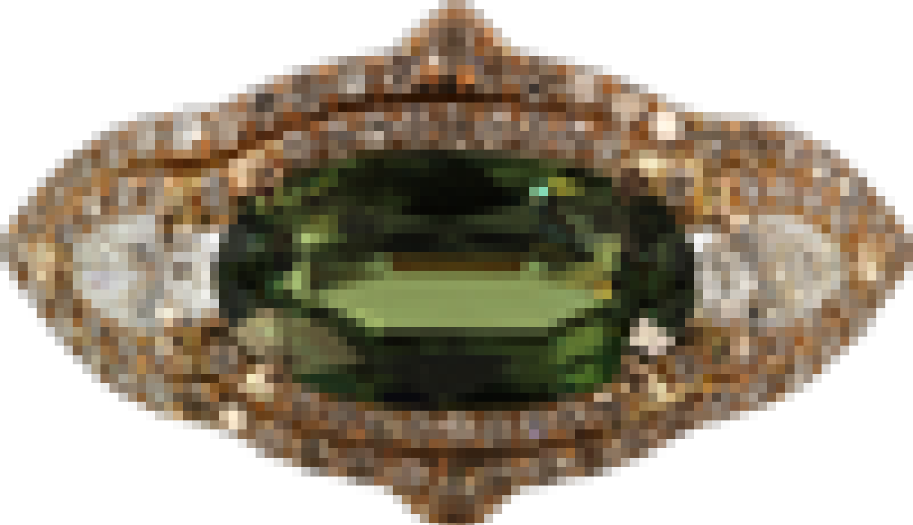 Luxury Promise 18K RING White Pink and Yellow Gold 3.29 Gm, Demantoid 1.90 ct, Pear shape Diamonds 0.28 ct / 2 pcs, Diamonds 0.33 ct / 86 pcs R1229