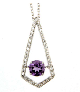 Luxury Promise 18K WG PENDANT WITH DIAMOND AND GEMS DD 35p 0.13Ct AM 1p 0.45Ct WG 2.420G P19038-14358A