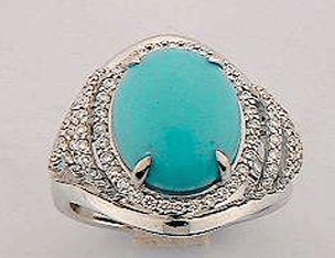 Luxury Promise 18K WG RING WITH DIAMOND AND GEMS DD 88p 0.51Ct TQ 1p 5.83Ct WG 9.600G RJ1991-33209