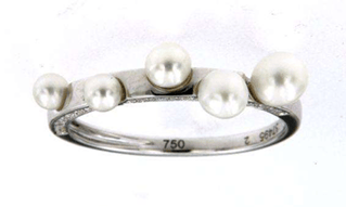 Luxury Promise 18K WG RING WITH DIAMOND AND PEARL #54 DD 32p 0.12Ct C/PL 5p 1.67Ct WG 1.900G R19085-37495