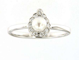 Luxury Promise 18K WG RING WITH DIAMOND AND PEARL DD 11p 0.08Ct C/PL 1p 0.55Ct WG 1.900G R0000-38321