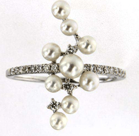 Luxury Promise 18K WG RING WITH DIAMOND AND PEARL DD 19p 0.16Ct C/PL 9p 2.50Ct WG 2.320G R19485-38881