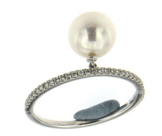 Luxury Promise 18K WG RING WITH DIAMOND AND PEARL DD 29p 0.11Ct J/PL 1p 3.26Ct WG 1.400G R18370-35336