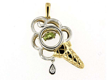 Luxury Promise 18K Y+WG PENDANT WITH DIAMOND AND GEMS DD 1p 0.02Ct PD 1p 0.32Ct Y+WG 3.100G P19327-14668