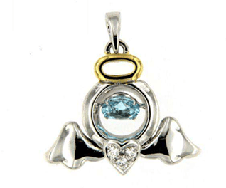 Luxury Promise 18K Y+WG PENDANT WITH DIAMOND AND GEMS DD 3p 0.03Ct BT 1p 0.41Ct Y+WG 2.100G P19318-14644