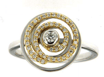 Luxury Promise 18K Y+WG RING WITH DIAMOND DD 1p 0.06Ct DD 49p 0.16Ct Y+WG 4.300G RJ0000-38232