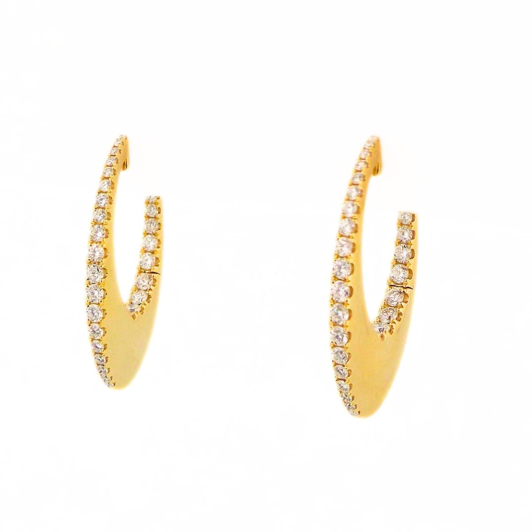 Luxury Promise 18K Yellow Gold Diamond Hoop Earrings ASC7041