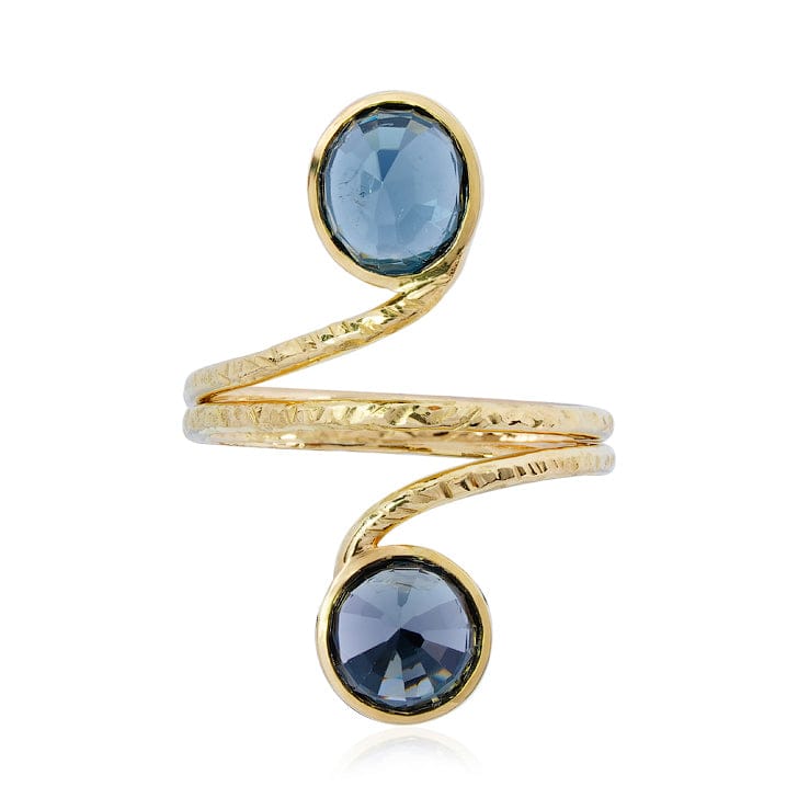Luxury Promise 18K Yellow Gold Greyish-blue Spinels 3.37 cts / 2 pcs Ring RM2566