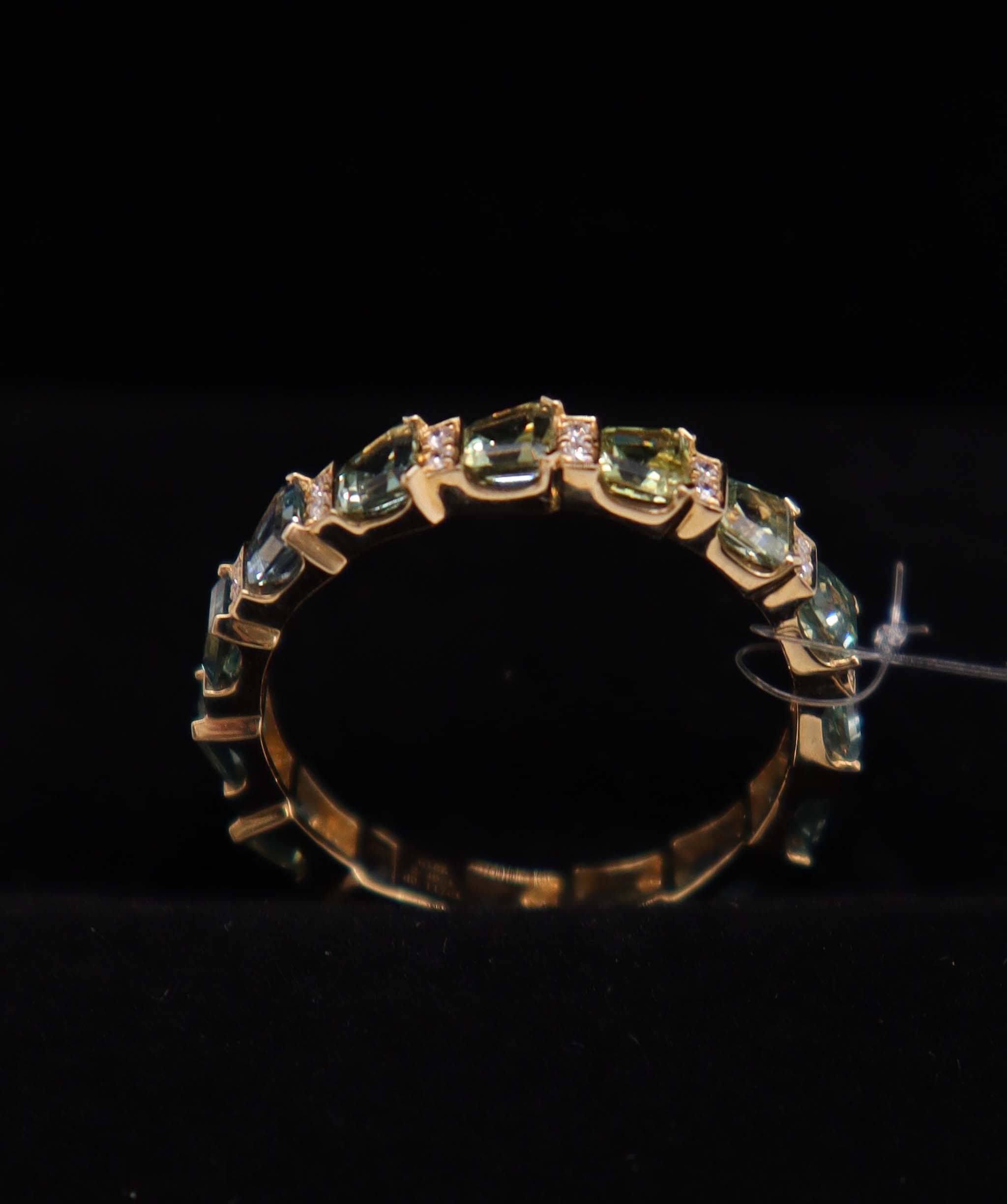 Luxury Promise 18K Yellow Gold Sapphire Ring Size US 7 (15 MErmaid Sapphires 2.68ct) MS8985