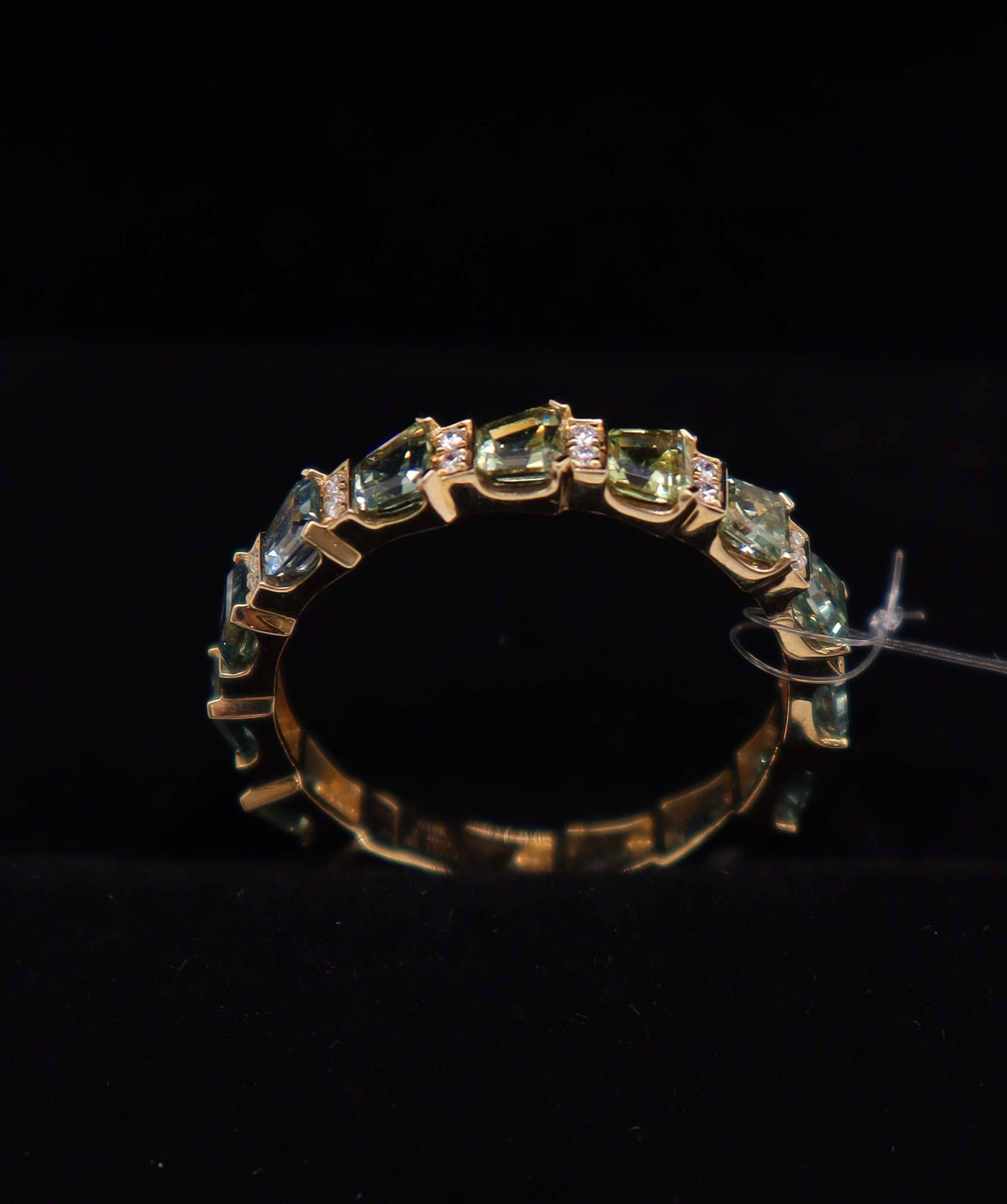 Luxury Promise 18K Yellow Gold Sapphire Ring Size US 7 (15 MErmaid Sapphires 2.68ct) MS8985