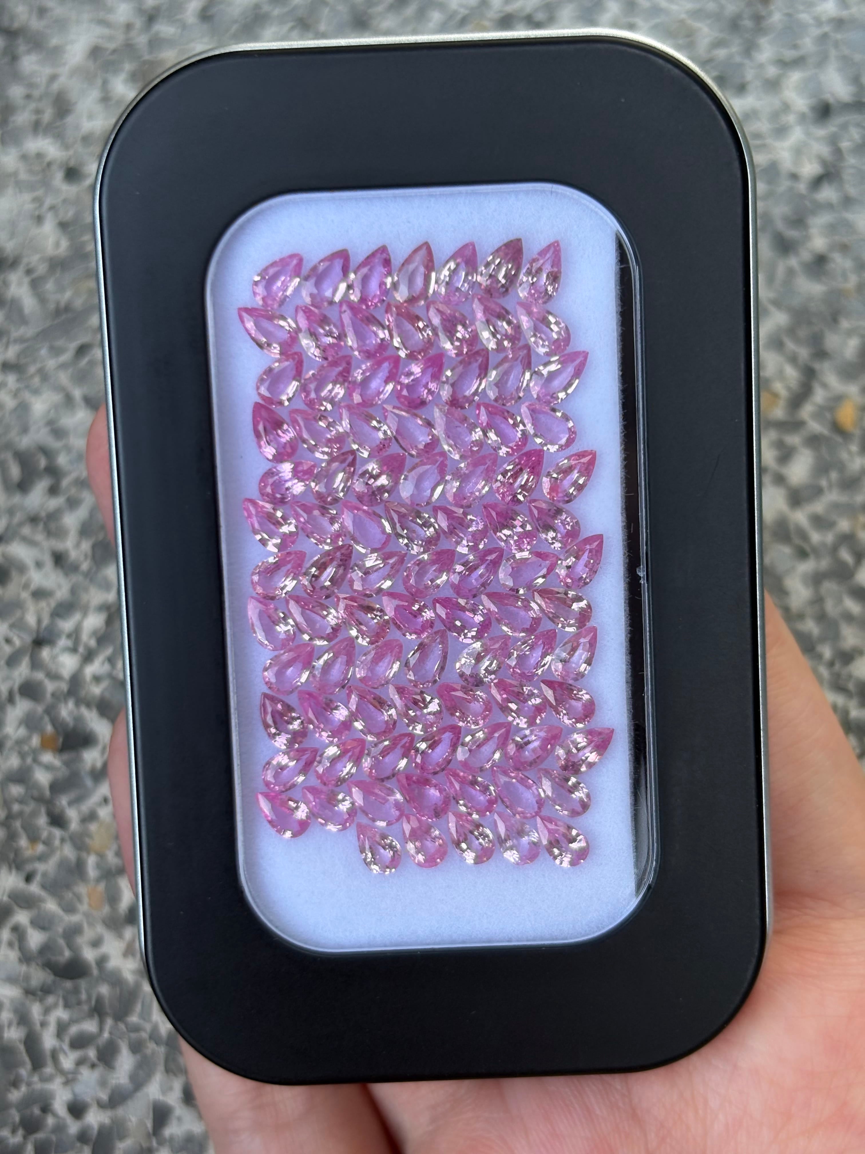Luxury Promise 19.35ct Pink Sapphire Pear Set (5x3) DXBCS3849