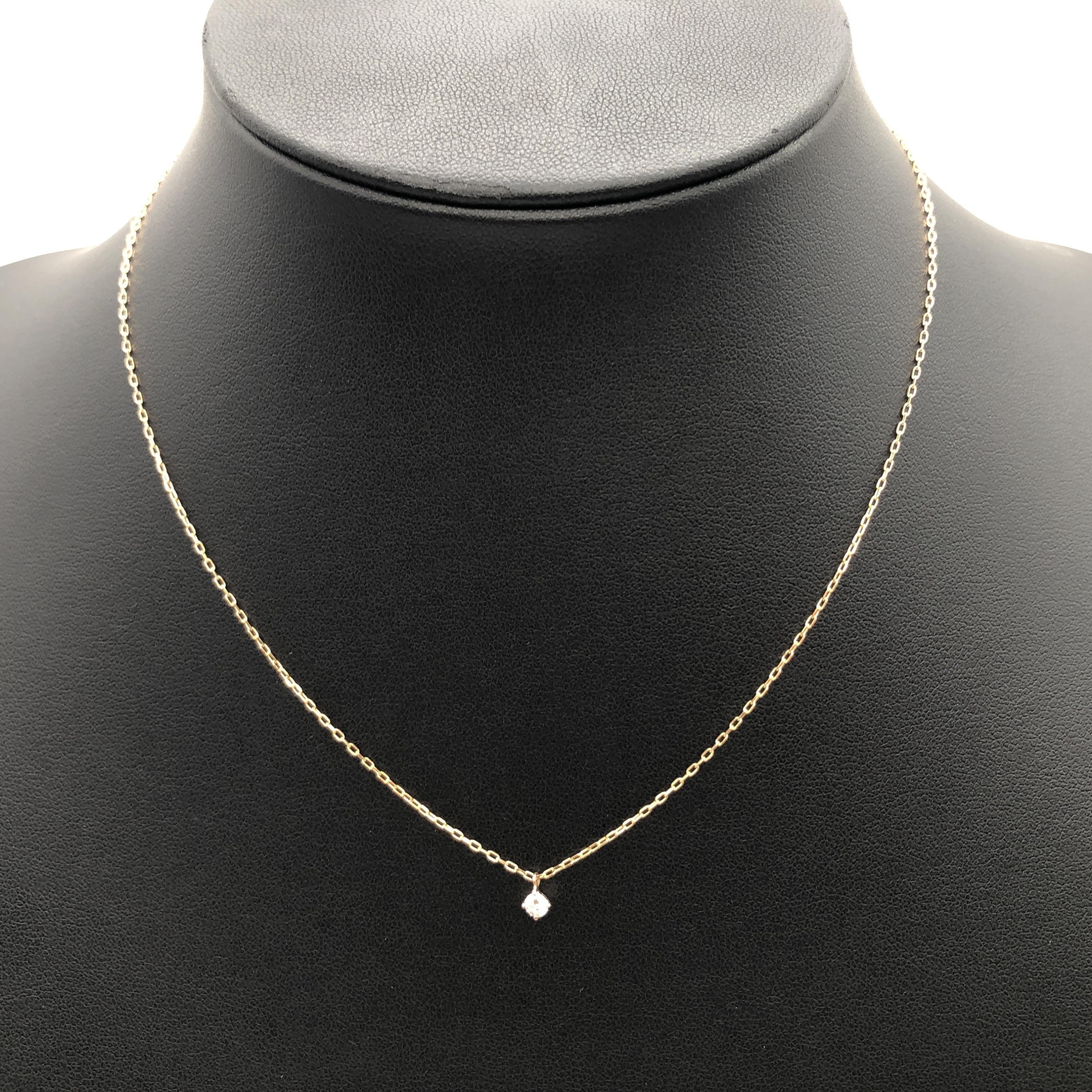 Luxury Promise 1P Diamond Necklace, D(0.10ct), K18PG, 1.3g, 16inch ALC3353