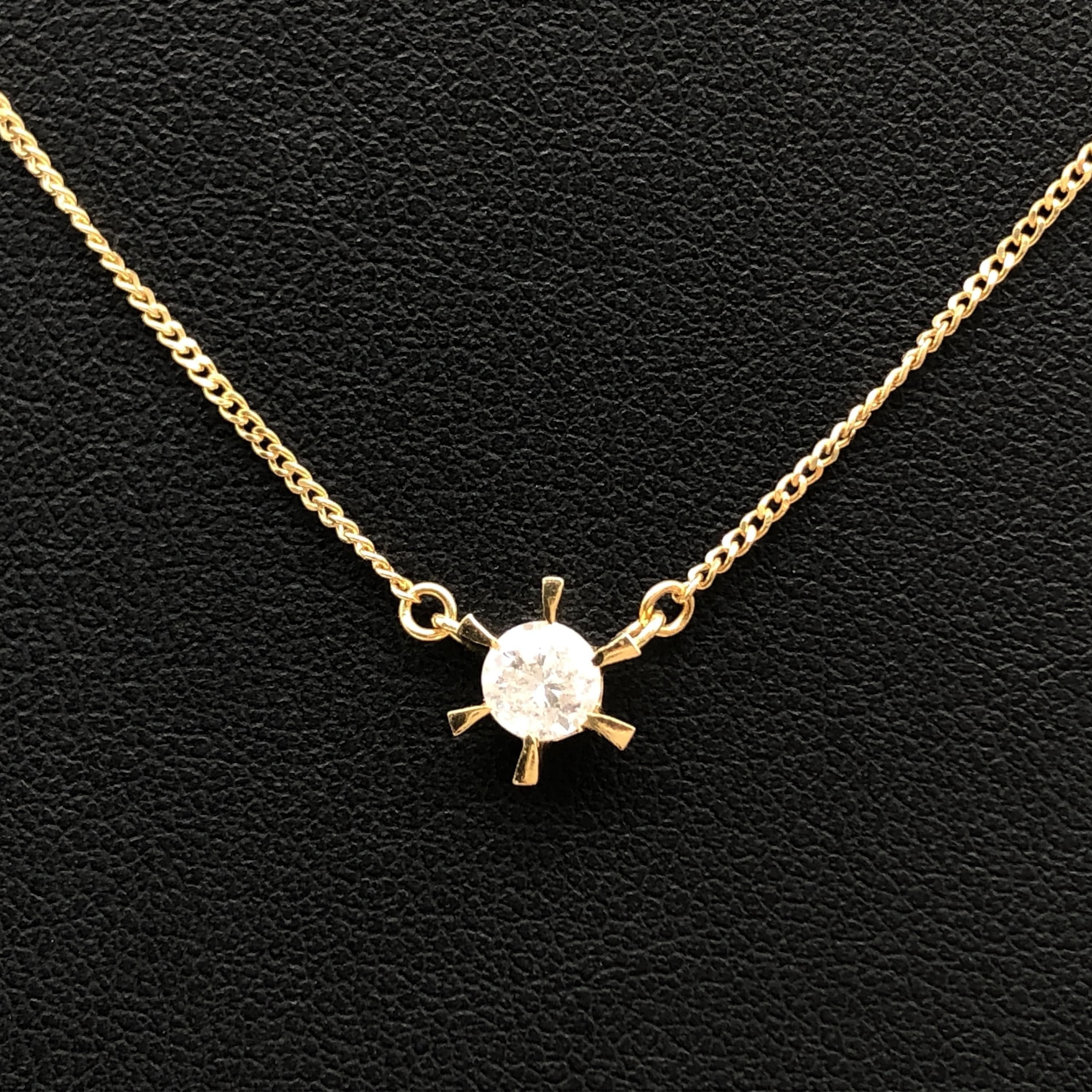 Luxury Promise 1P Diamond Necklace, D(0.50ct), K18YG, 2.2g, 15inch ALC3343