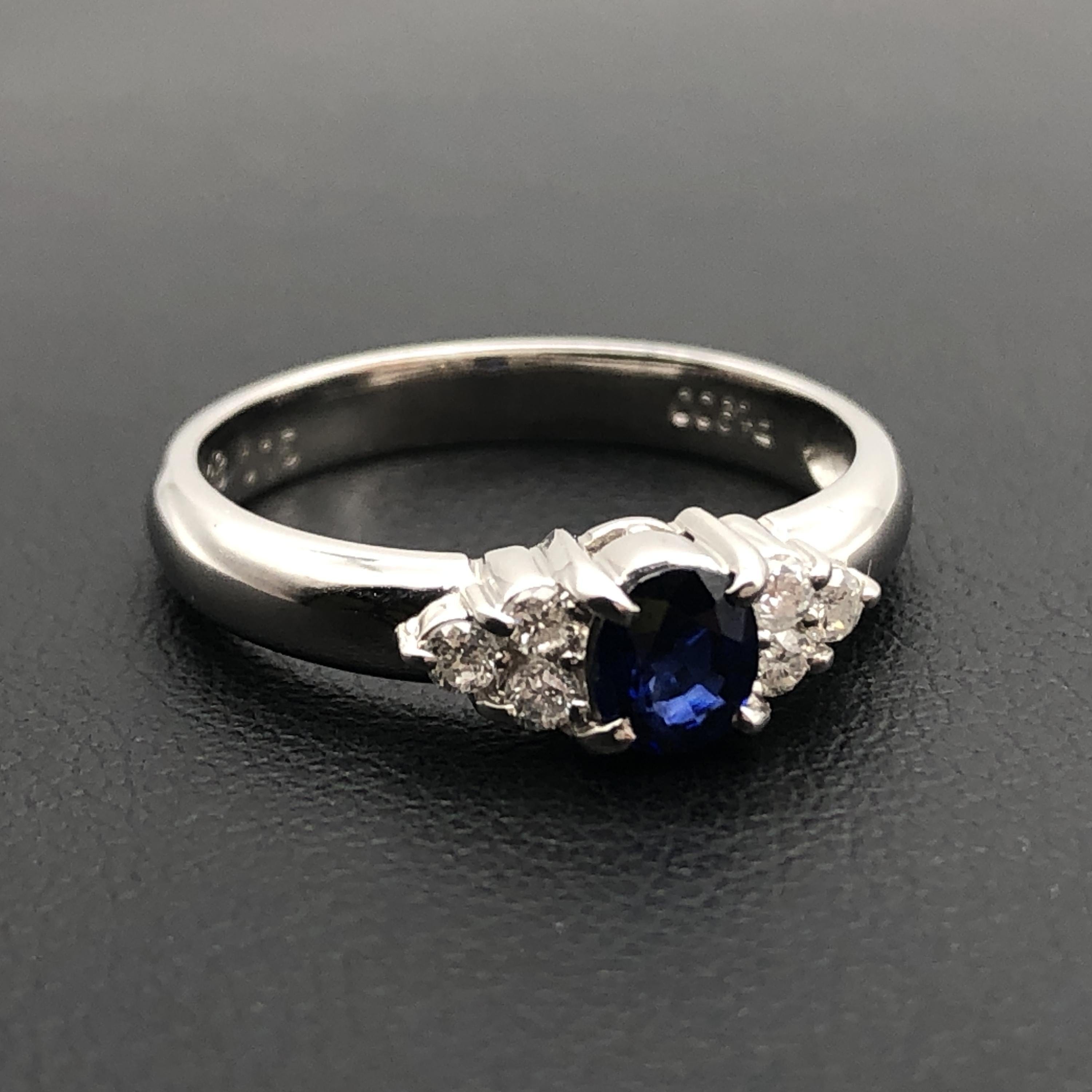 Luxury Promise 1P Sapphire & Diamond Ring, S(0.38ct), D(0.15ct), PT900, 3.9g, US Size 6, Setting Included ALC3346