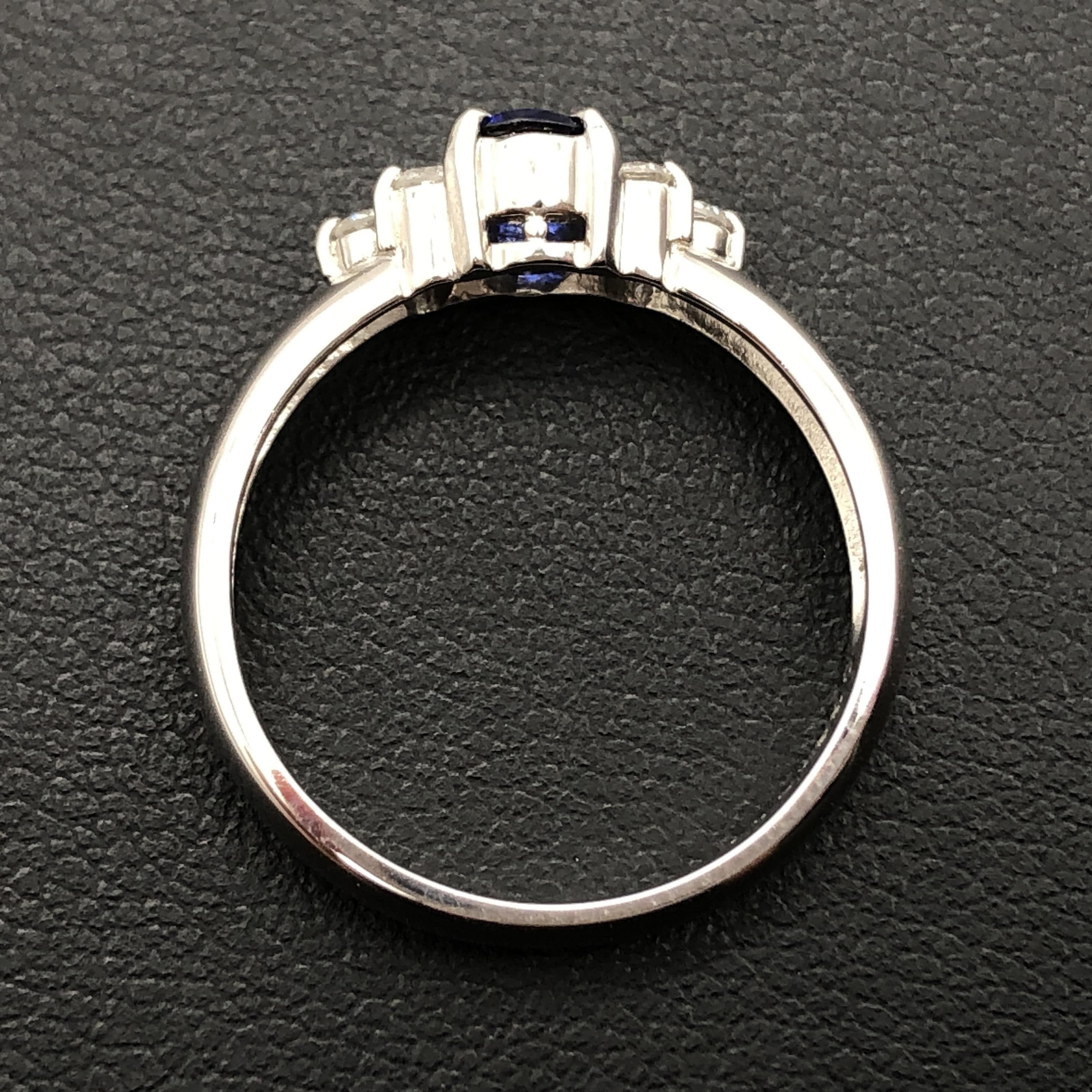 Luxury Promise 1P Sapphire & Diamond Ring, S(0.38ct), D(0.15ct), PT900, 3.9g, US Size 6, Setting Included ALC3346