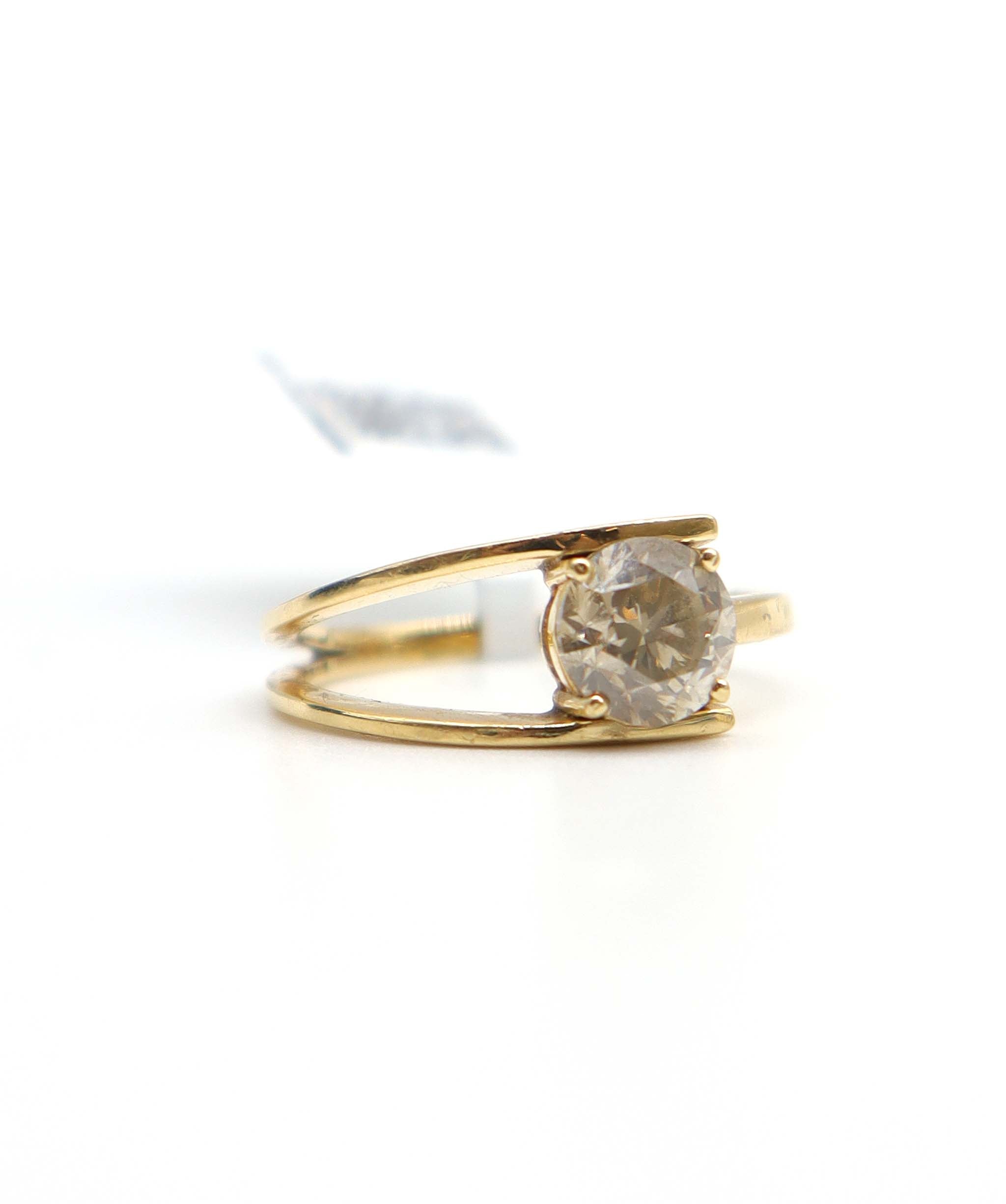 Luxury Promise 2.04CT CHAMPAGNE ROUND DIAMOND 18kYG RING EU 60 WITH CERT DXBS6200
