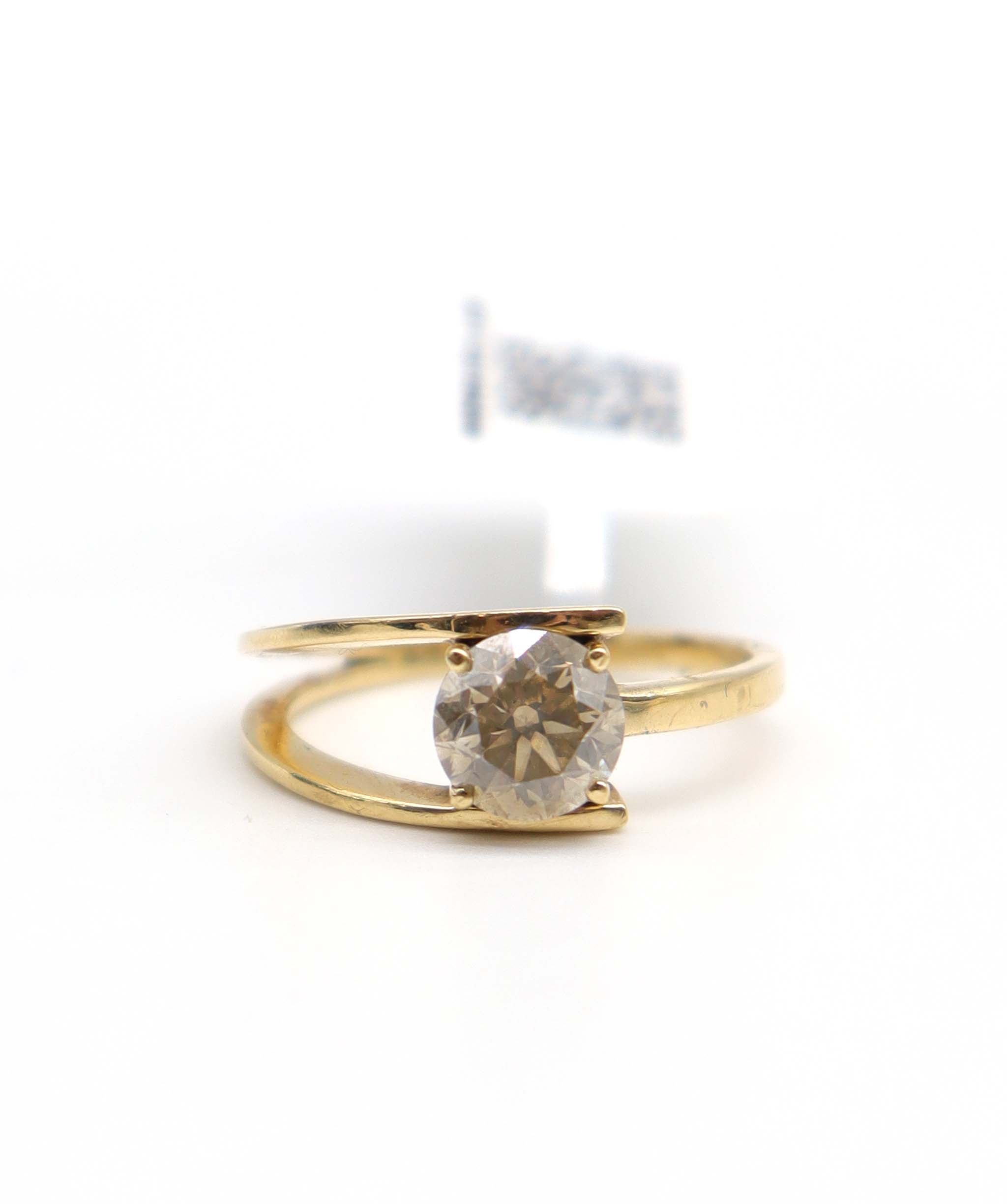 Luxury Promise 2.04CT CHAMPAGNE ROUND DIAMOND 18kYG RING EU 60 WITH CERT DXBS6200