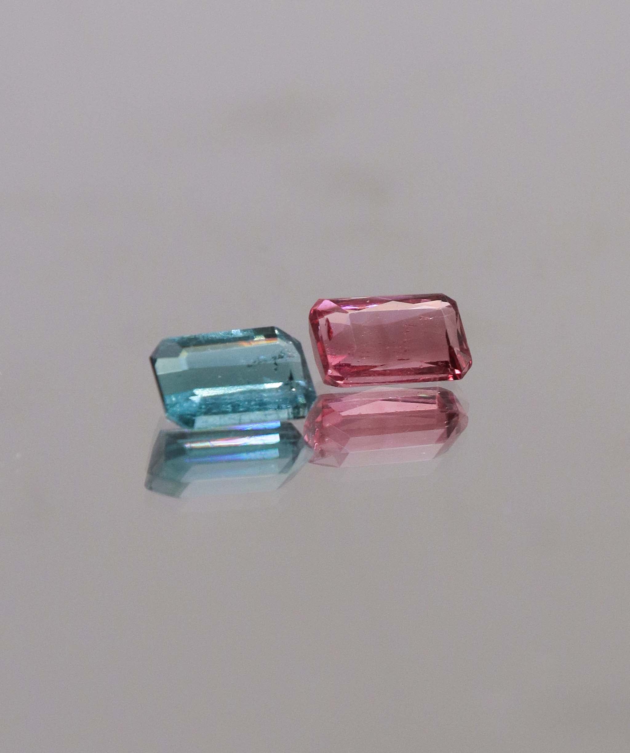 Luxury Promise 2.05ct Padparadscha & Lagoon Tourmaline Moi et Toi Afghan DXBCS0294