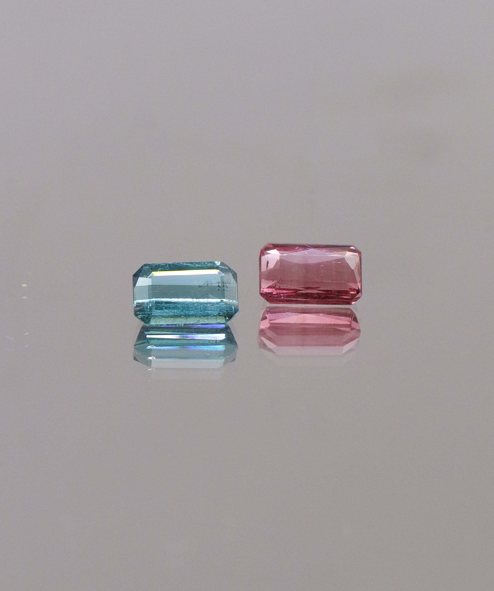 Luxury Promise 2.05ct Padparadscha & Lagoon Tourmaline Moi et Toi Afghan DXBCS0294