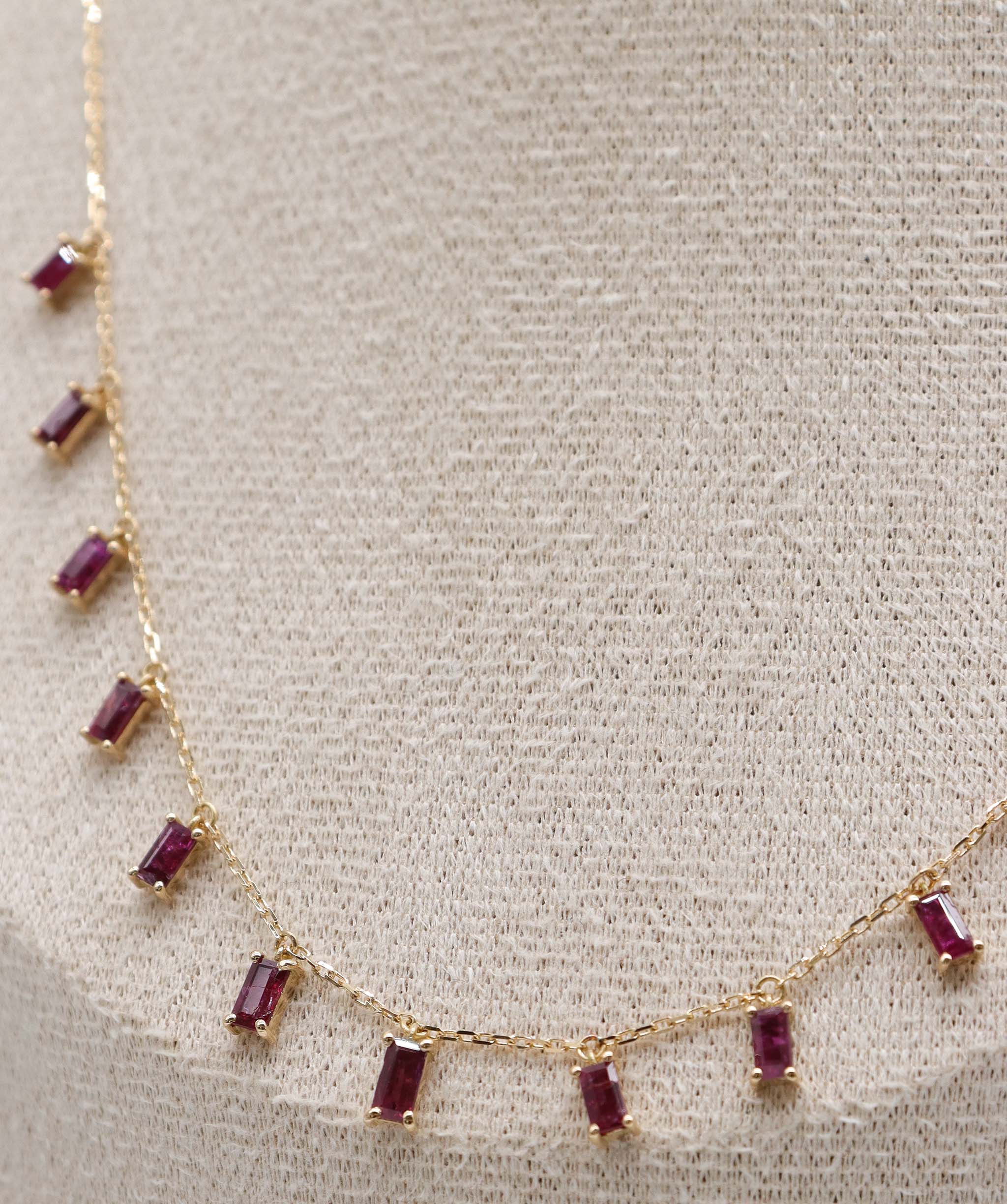 Luxury Promise 2.21ct Ruby Baguette Drop YG Necklace DXBS5623