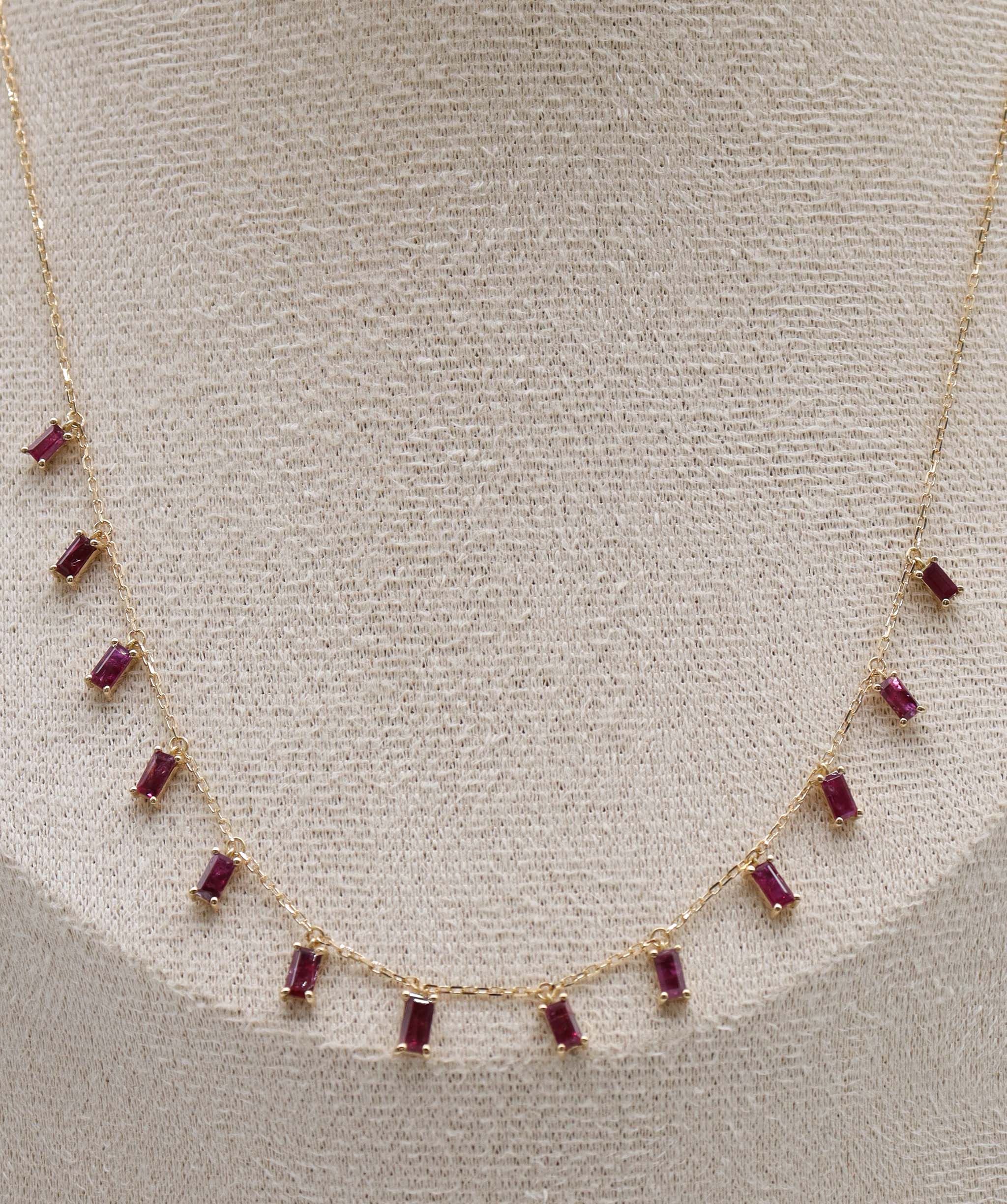 Luxury Promise 2.21ct Ruby Baguette Drop YG Necklace DXBS5623