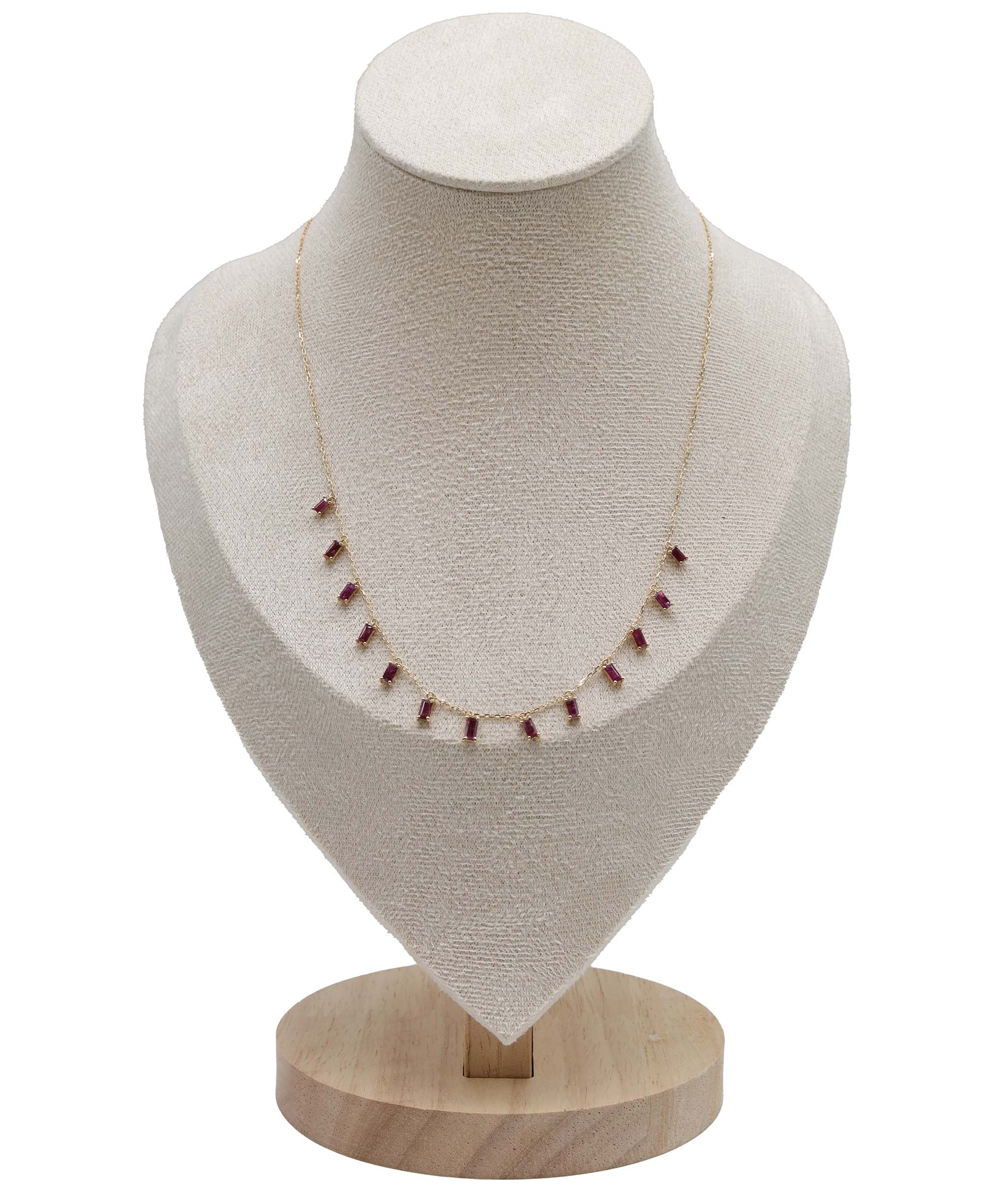 Luxury Promise 2.21ct Ruby Baguette Drop YG Necklace DXBS5623