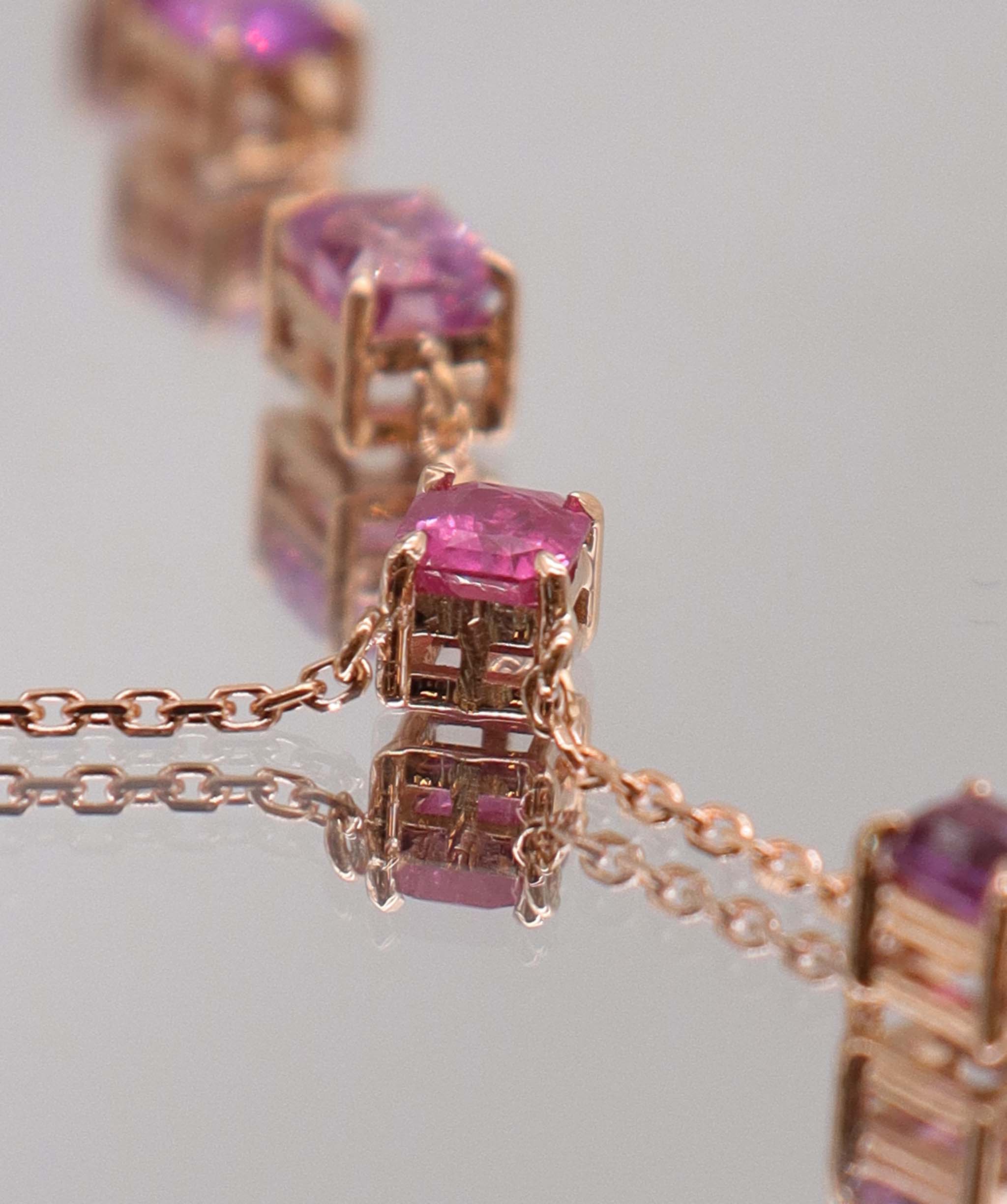 Luxury Promise 2.26CT NATURAL UNHEATED PADPARADSCHA HAND CHAIN (6 PCS 18K RG) MS 8992