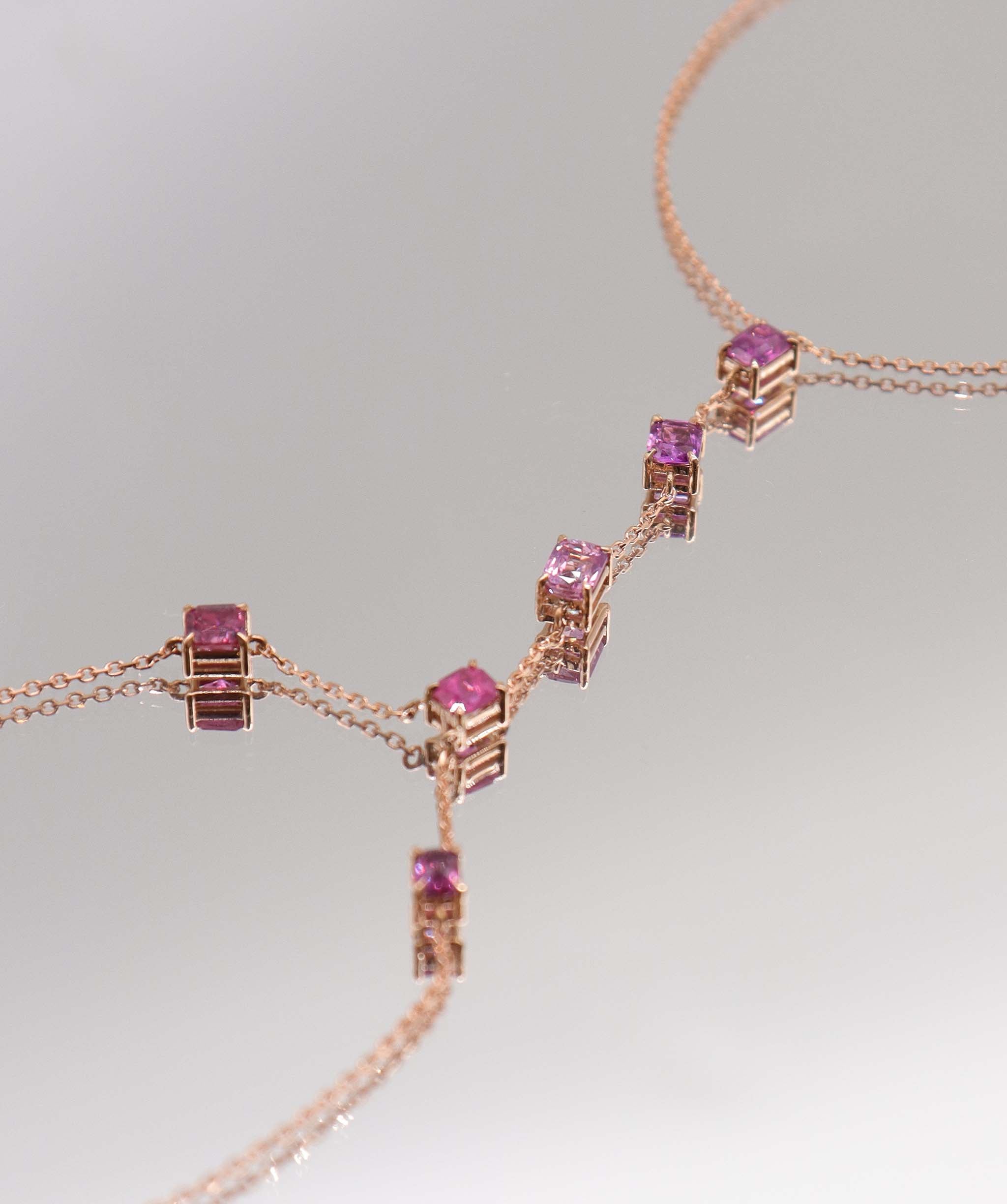 Luxury Promise 2.26CT NATURAL UNHEATED PADPARADSCHA HAND CHAIN (6 PCS 18K RG) MS 8992