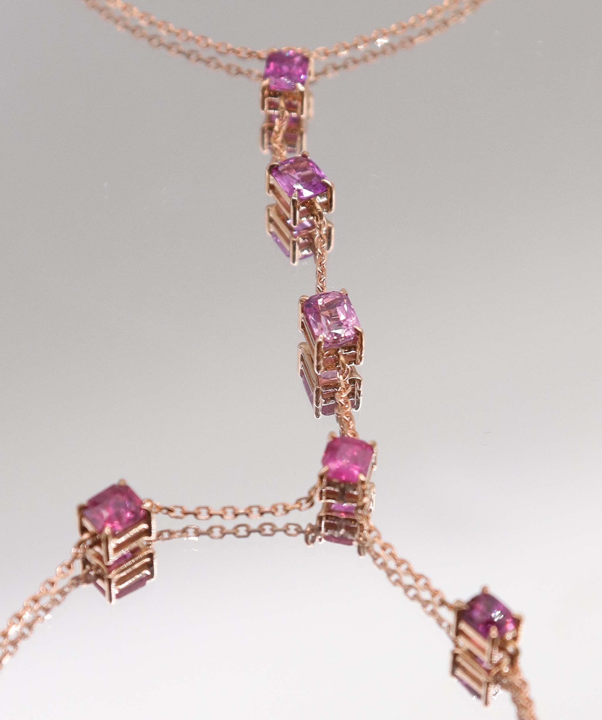 Luxury Promise 2.26CT NATURAL UNHEATED PADPARADSCHA HAND CHAIN (6 PCS 18K RG) MS 8992
