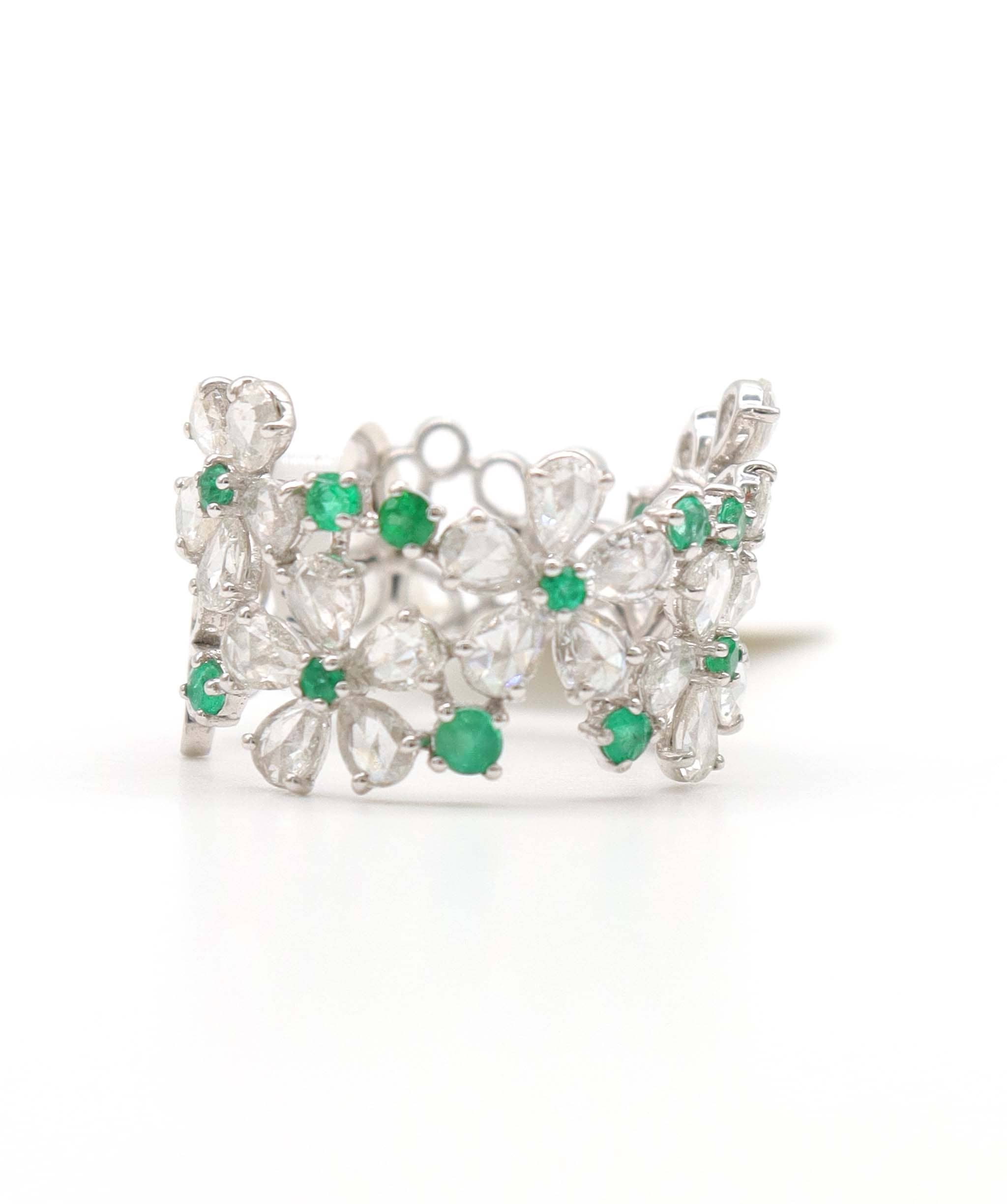 Luxury Promise 2.31ct EMERALD SD WHITE PEAR ROSECUT RING R3708