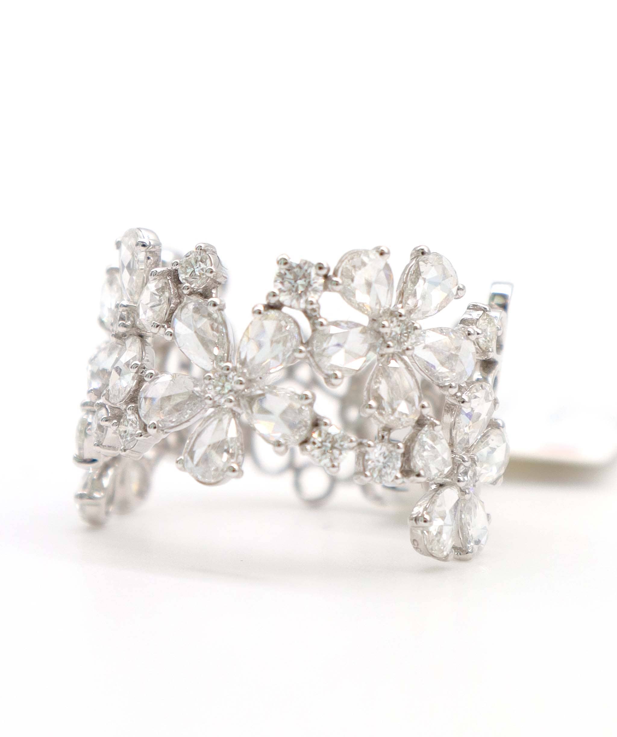 Luxury Promise 2.35ct SMALL DIAMONDS WHITE PEAR ROSECUT RING R3693