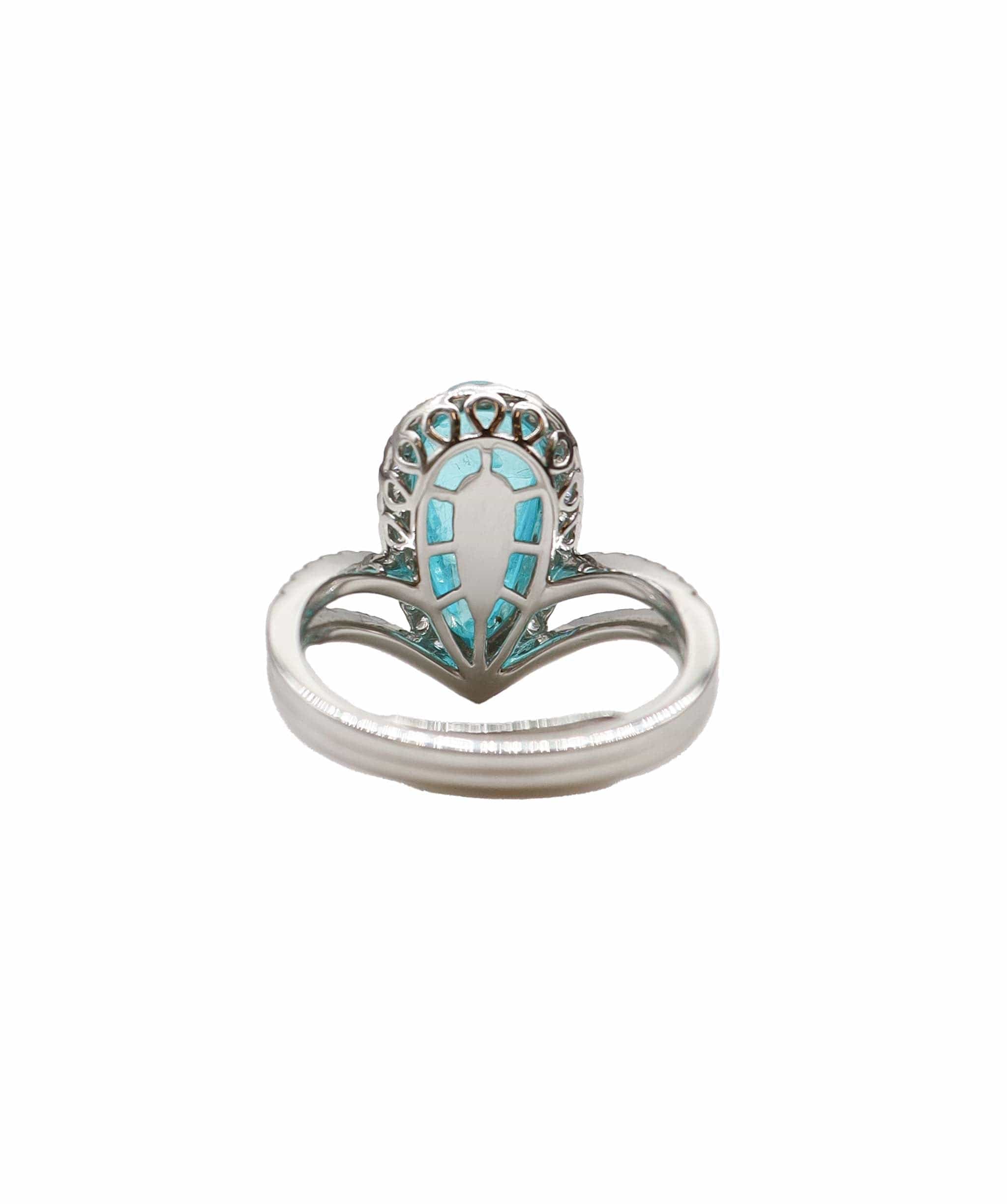 Luxury Promise 2.46CT PEAR CABOCHON BRAZILIAN PARAIBA & DIAMOND RING 18K WG DXBCS3476