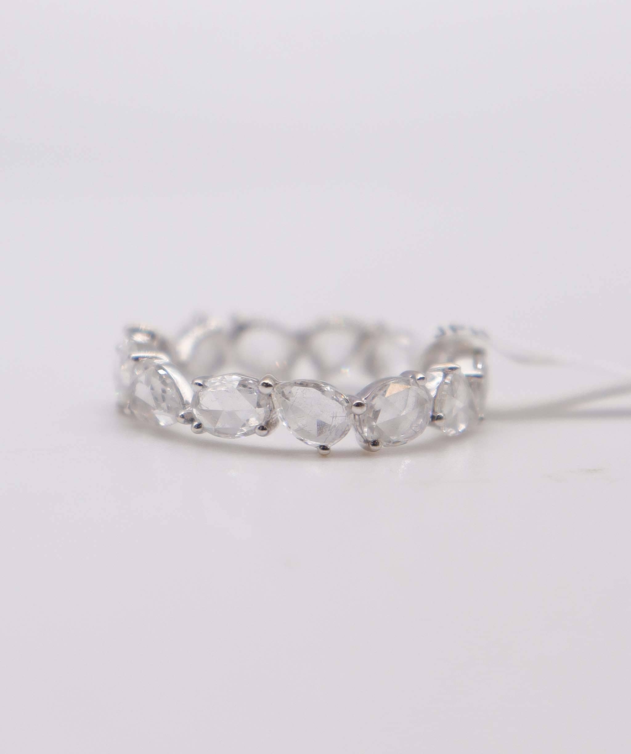 Luxury Promise 2.61ct Rose Cut Diamond Eternity Ring White Gold size 54 R2301