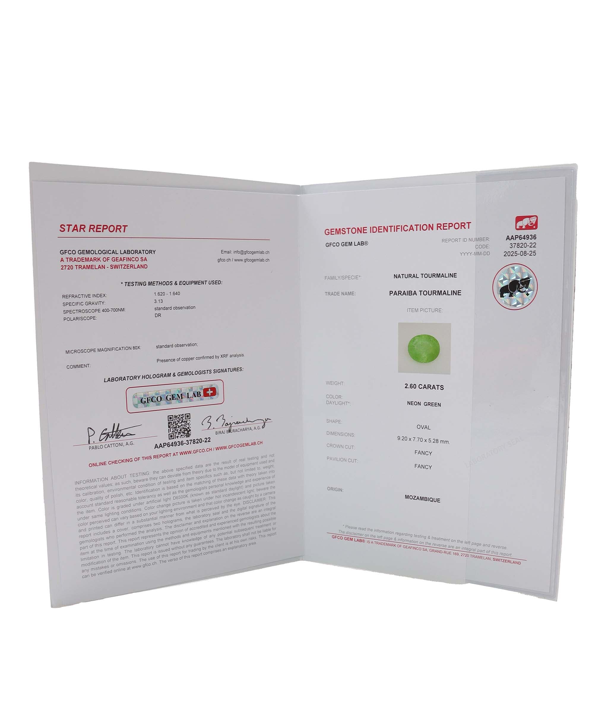 Luxury Promise 2.6cts Paraiba Tourmaline DXBS4789