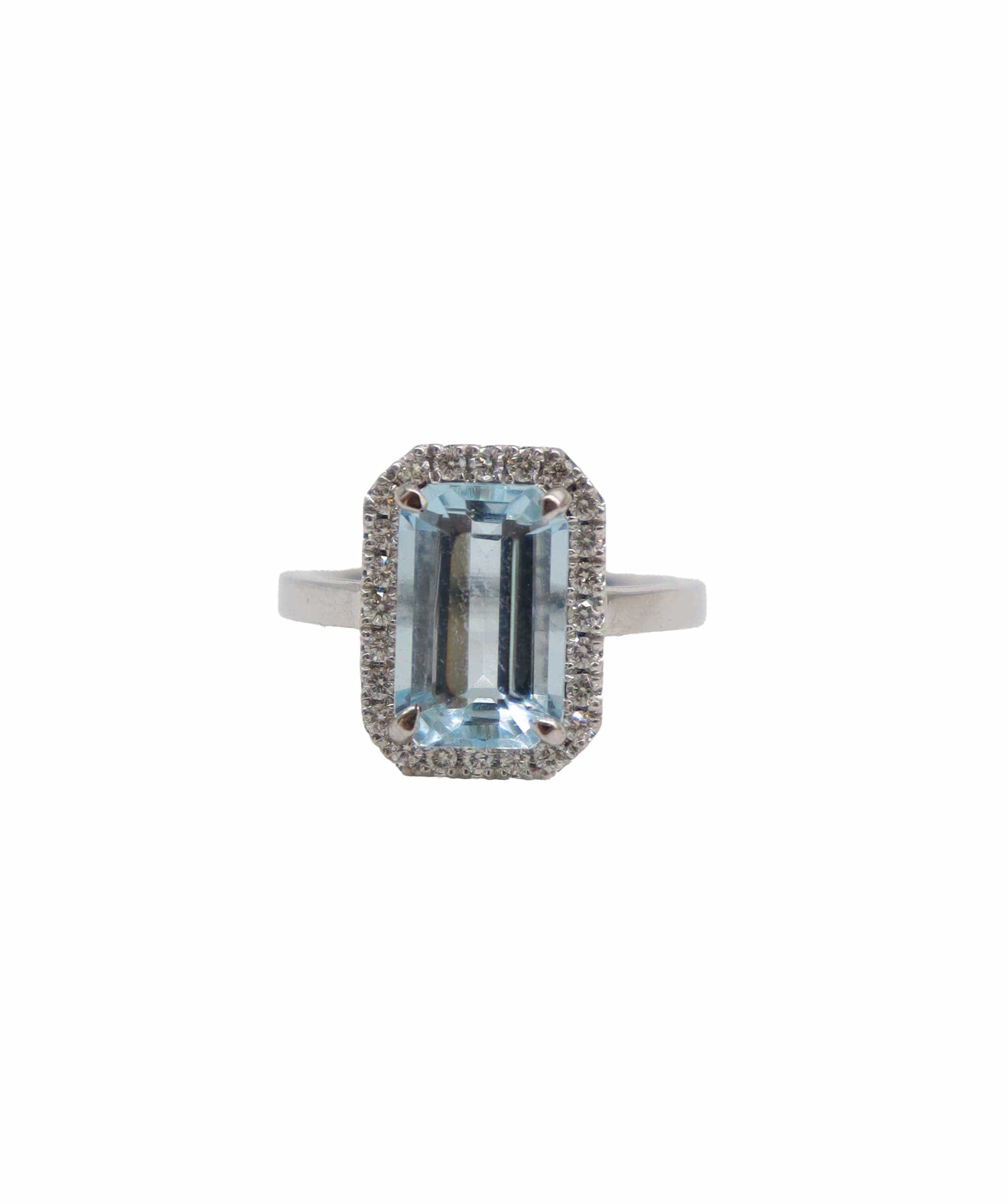 Luxury Promise 2.80ct Aquamarine & Diamond Halo Ring RDL0138D