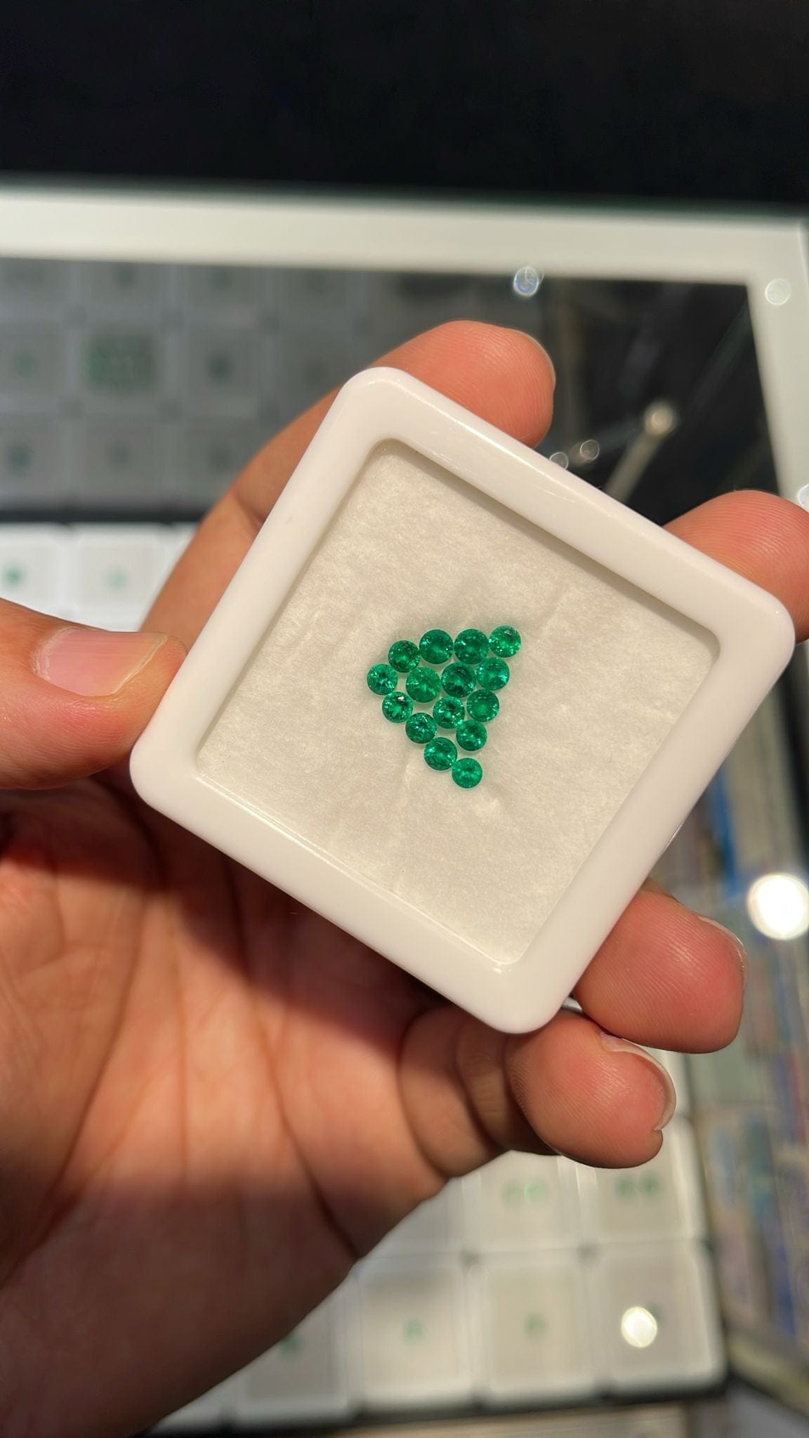 Luxury Promise 2.85ct total Colombian Emerald set of 15 stones DXBCS1790