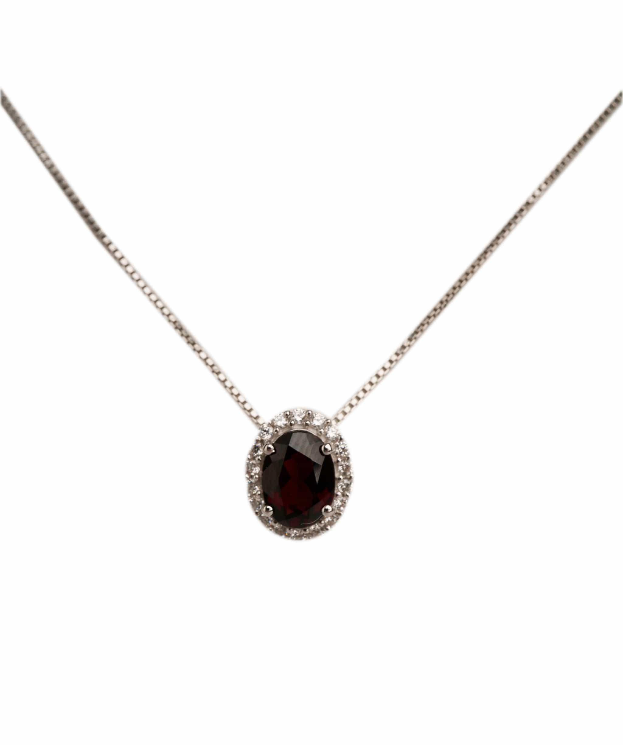 Luxury Promise 2.8ct Red garnet, Cubic Zircon 925 Silver White Pendant ALC3041