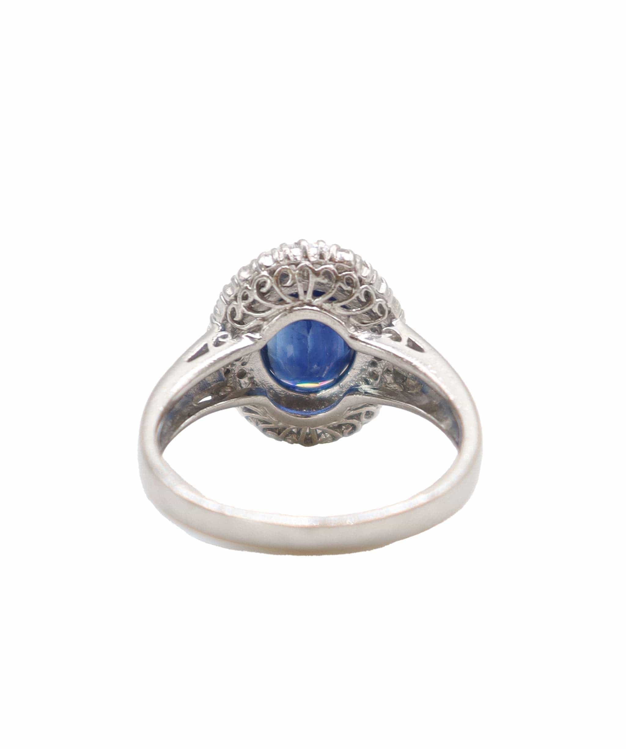 Luxury Promise 2.8ct sapphire 0.35ct diamond platinum ring size 55 DXBS4385