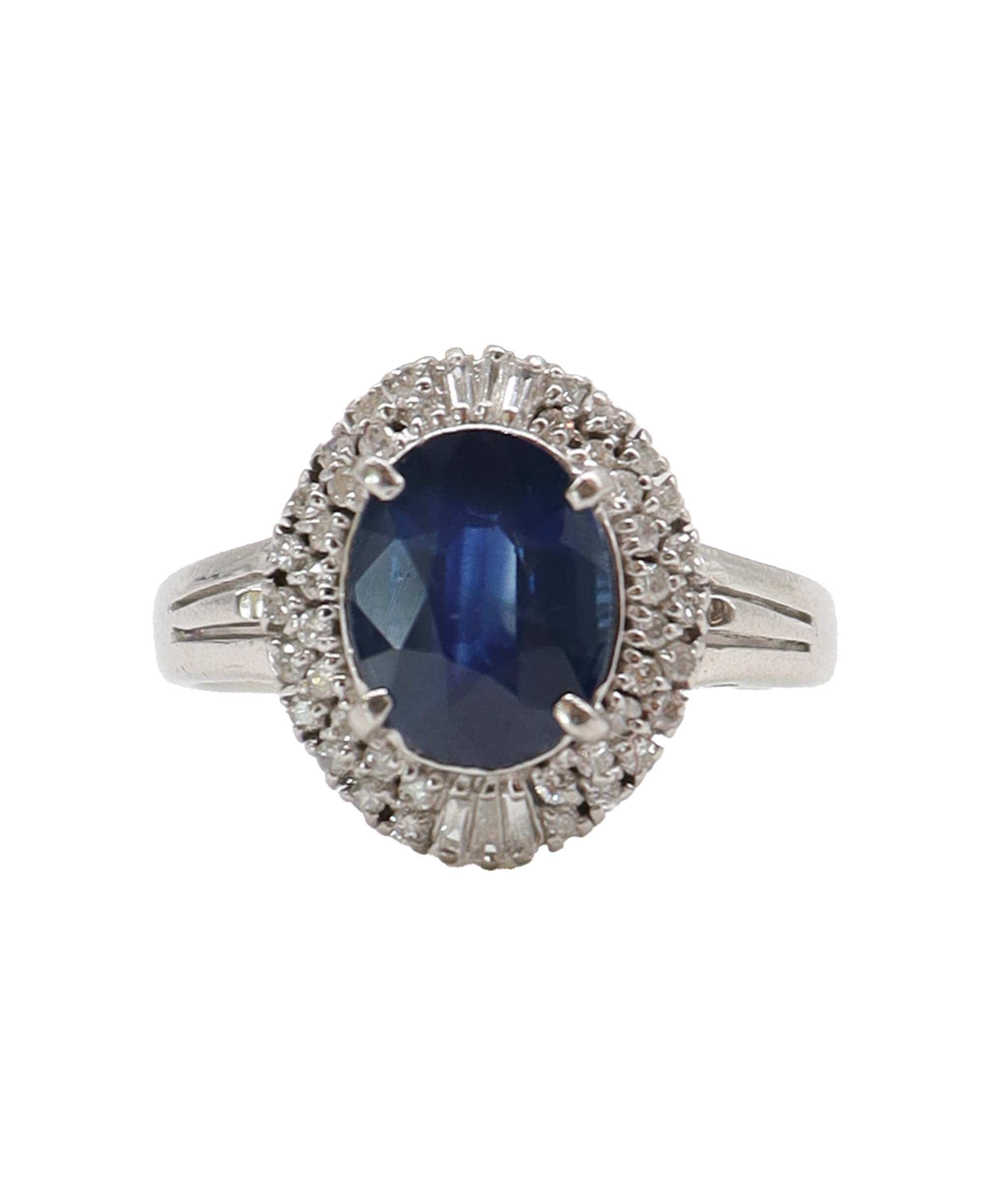 Luxury Promise 2.8ct sapphire 0.35ct diamond platinum ring size 55 DXBS4385