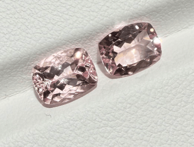 Luxury Promise 2.94ct Pink morganite cushion pair DXBCS3908