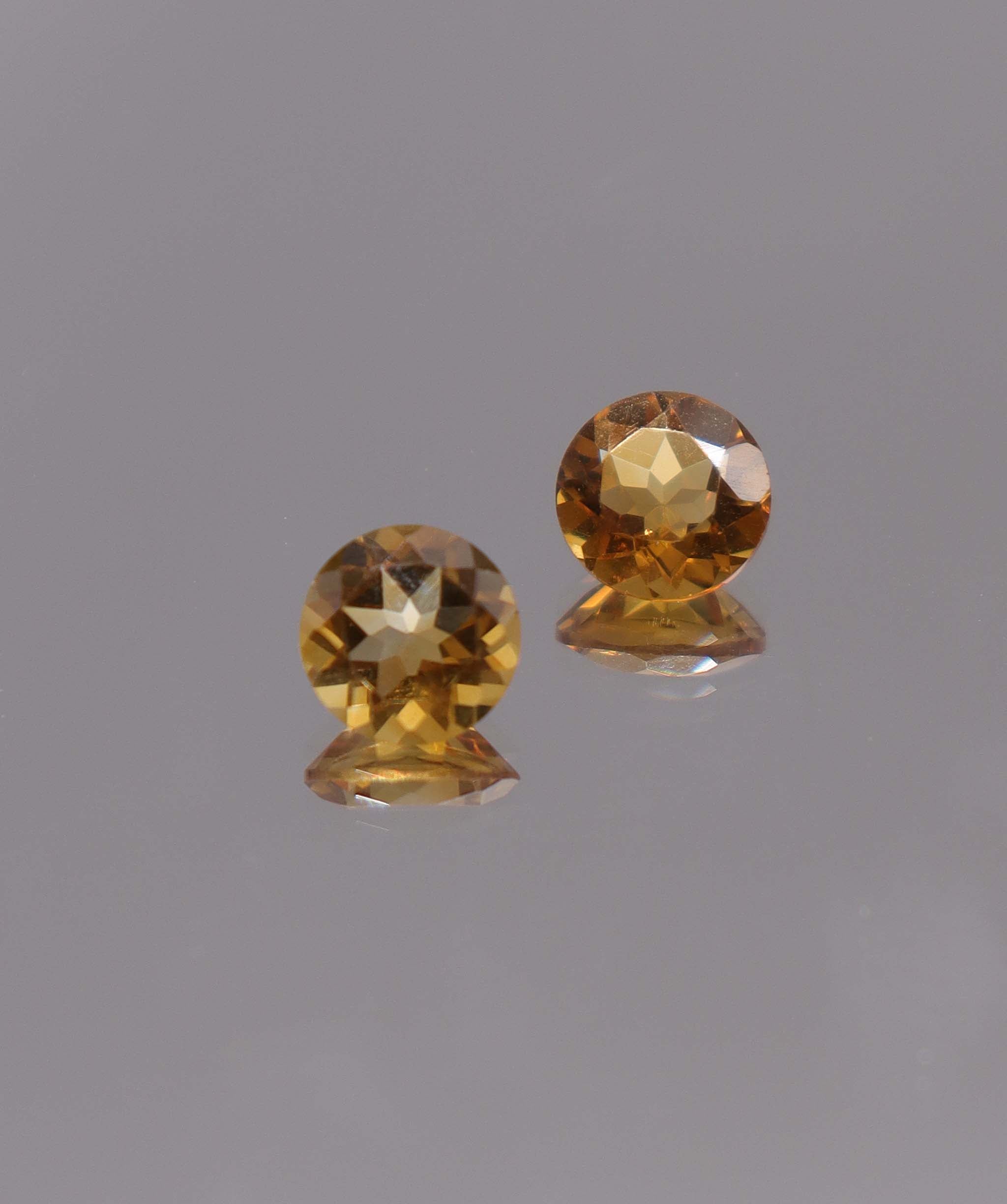 Luxury Promise 2.97ct Round Citrine PAIR 15 DXBS5502