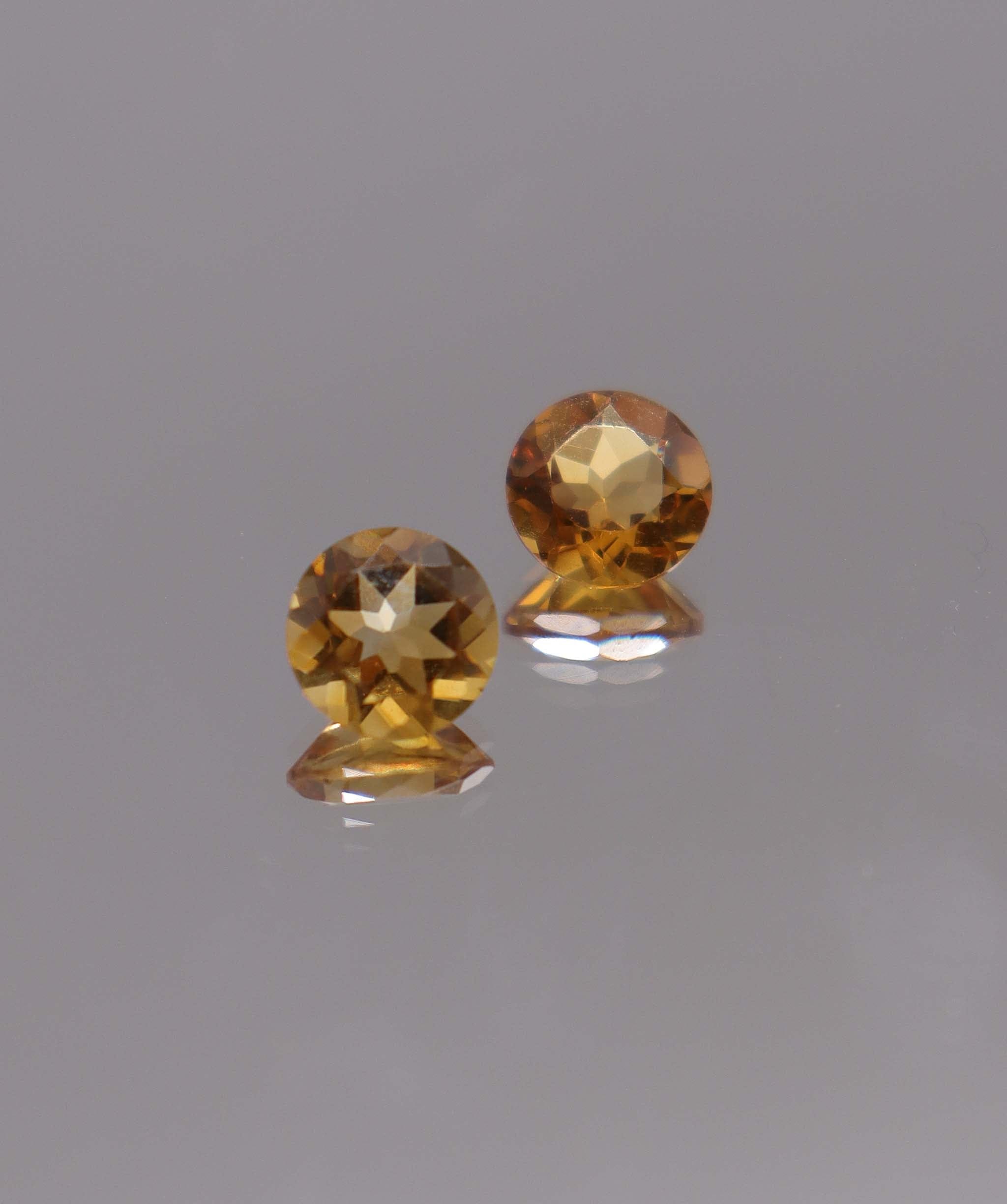 Luxury Promise 2.97ct Round Citrine PAIR 15 DXBS5502