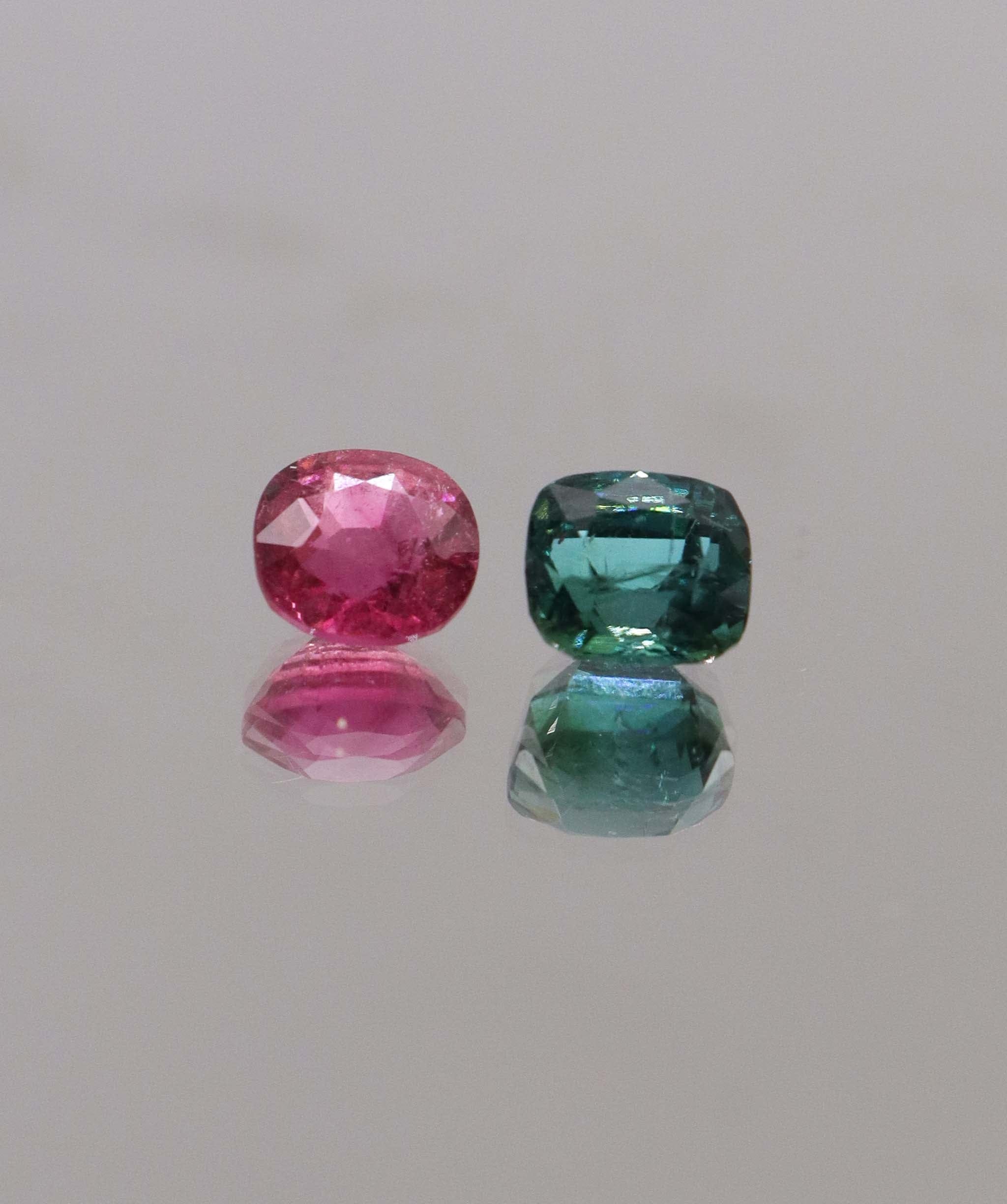 Luxury Promise 2.98ct Lagoon & Vivid Pink Tourmaline Moi et Toi Afghan DXBCS0296