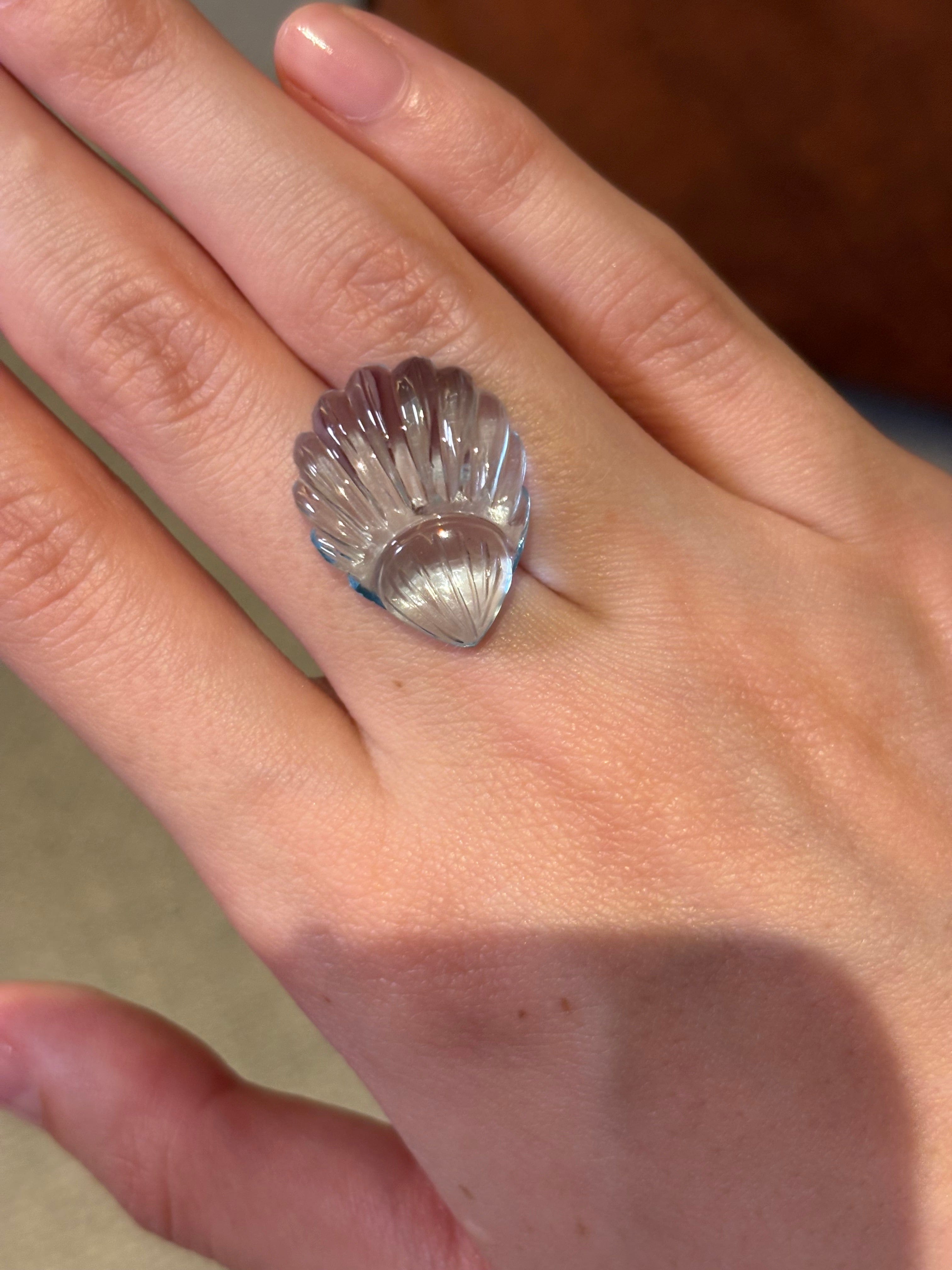 Luxury Promise 20.95ct "Shell" Blue Topaz Fantasy Carved DXBCS2786