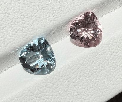 Luxury Promise 3.27 Aquamarine & pink morganite pear pair DXBCS3914