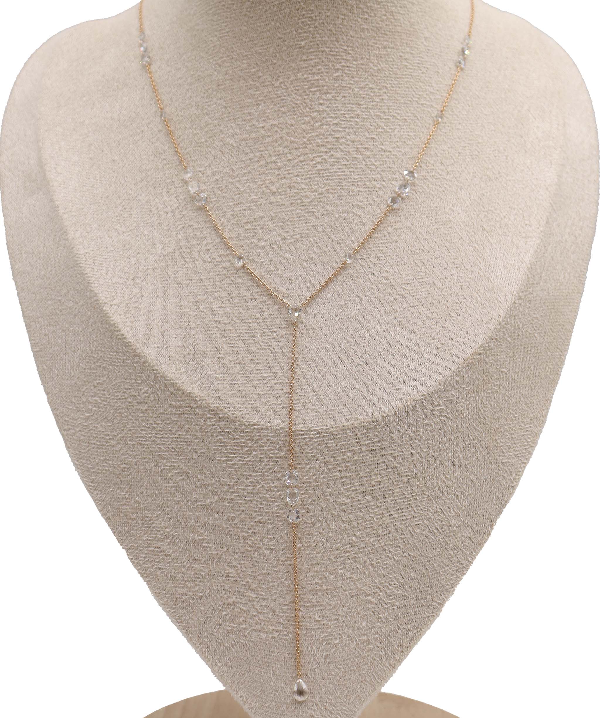 Luxury Promise 3.28CT EX PEAR 3DRILL White Pear Rosecut NECKLACE C12454