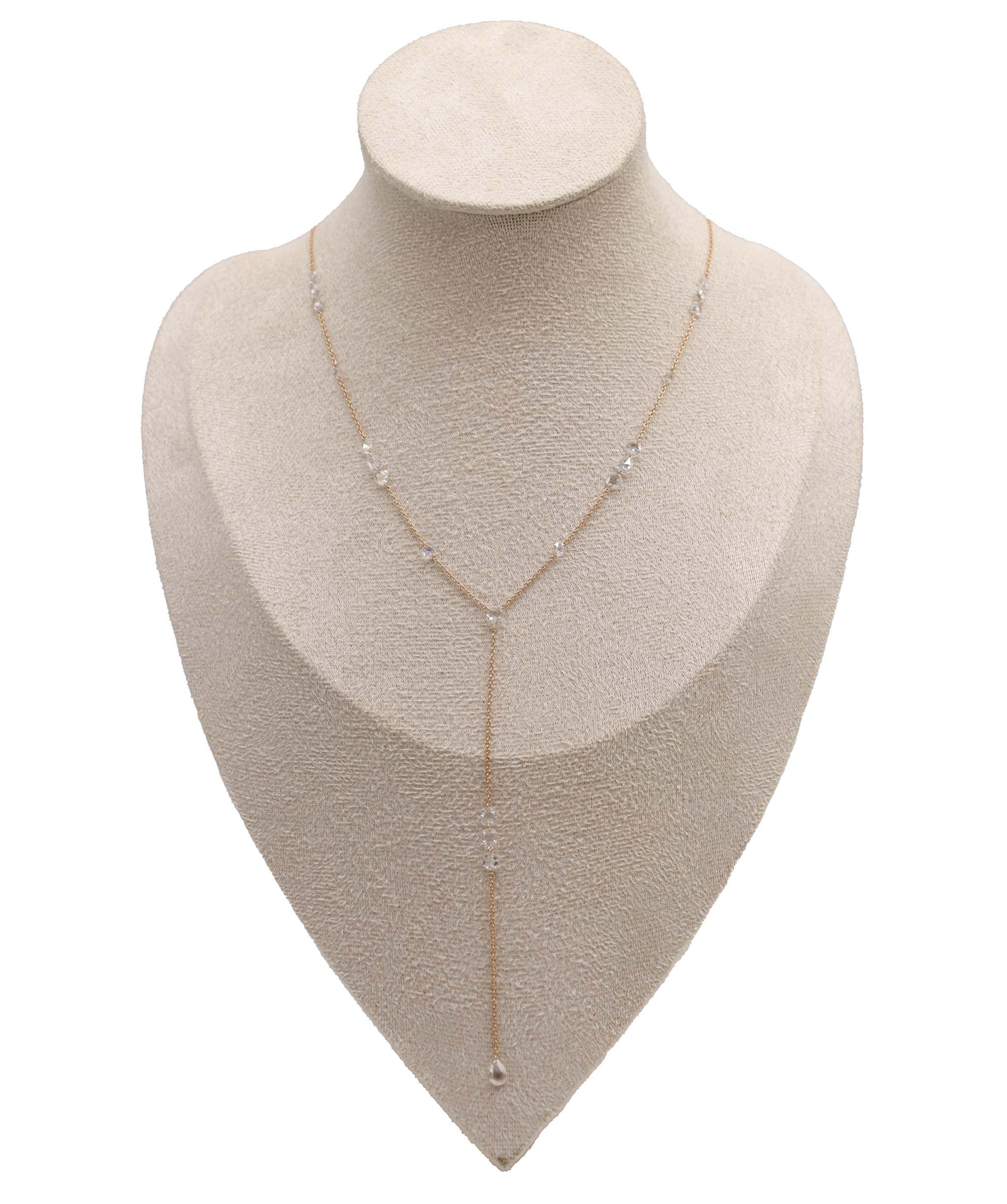 Luxury Promise 3.28CT EX PEAR 3DRILL White Pear Rosecut NECKLACE C12454